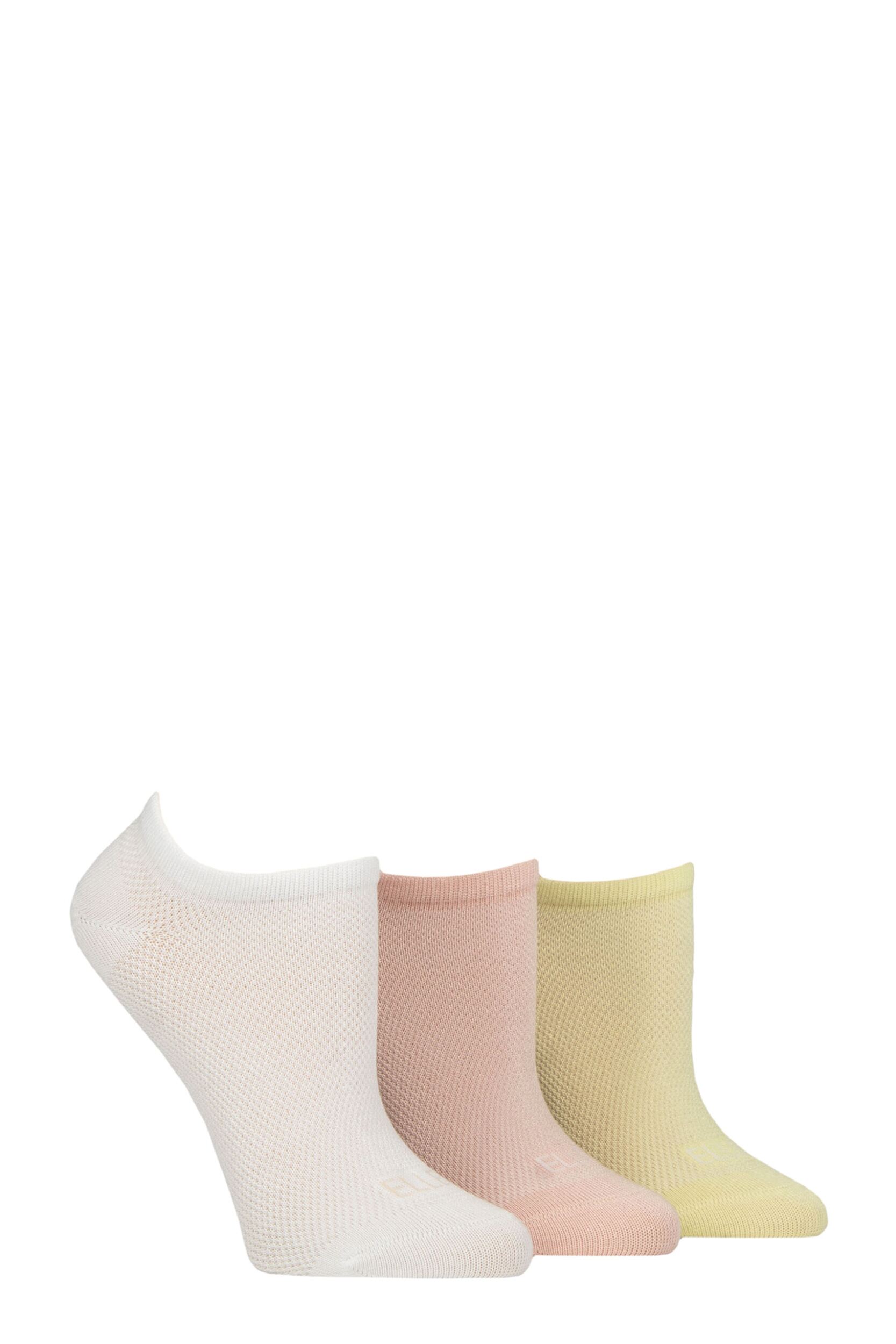 Women's 3 Pair Elle Sport Mesh Bamboo No Show Socks Parisian Rose 4-8