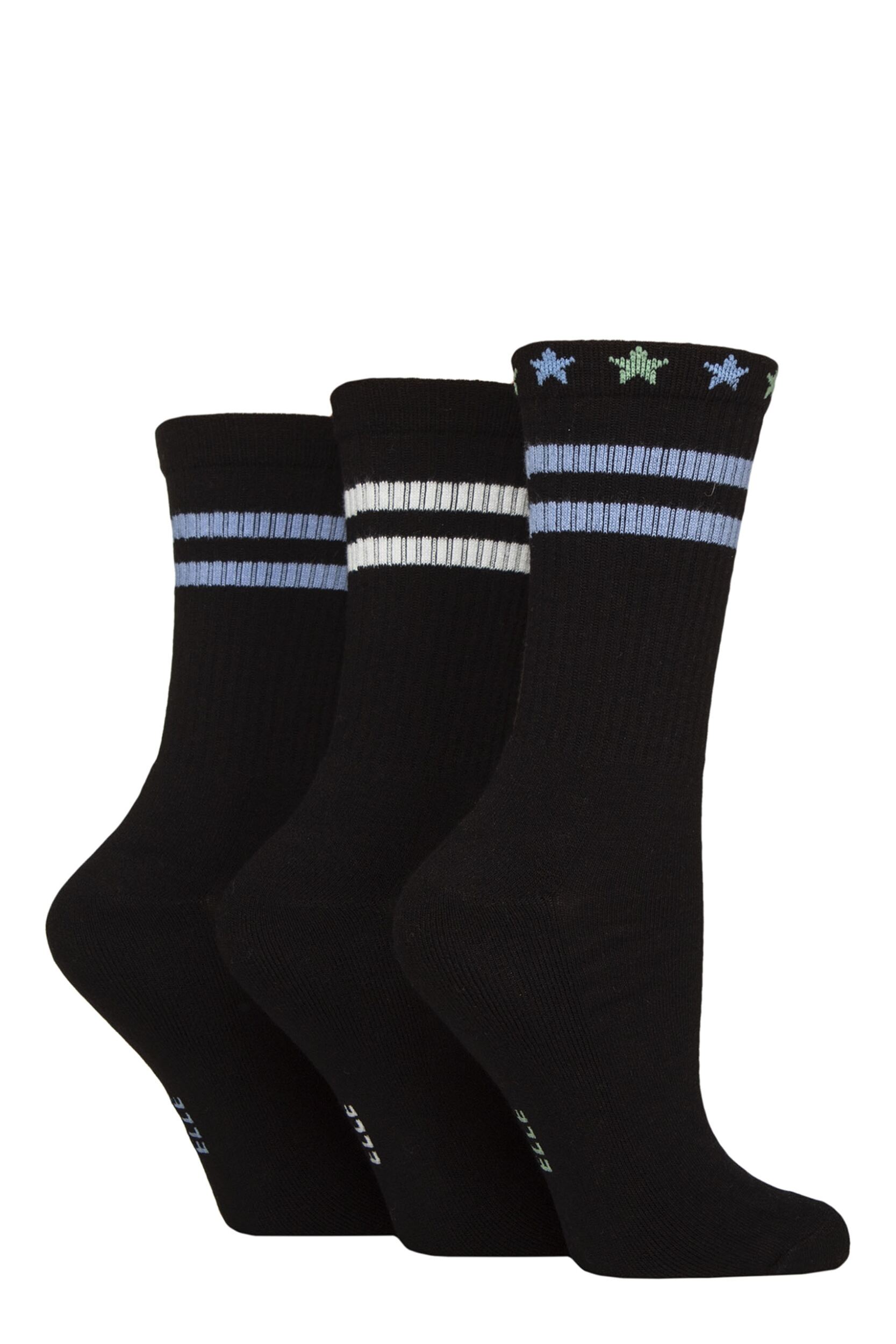 Women's 3 Pair Elle Half Cushion Bamboo Sports Socks Black / Forager 4-8