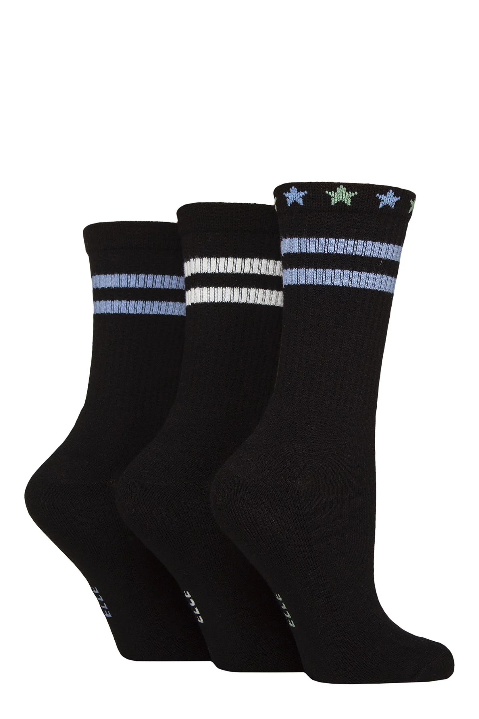 Women's 3 Pair Elle Half Cushion Bamboo Sports Socks Black / Forager 4