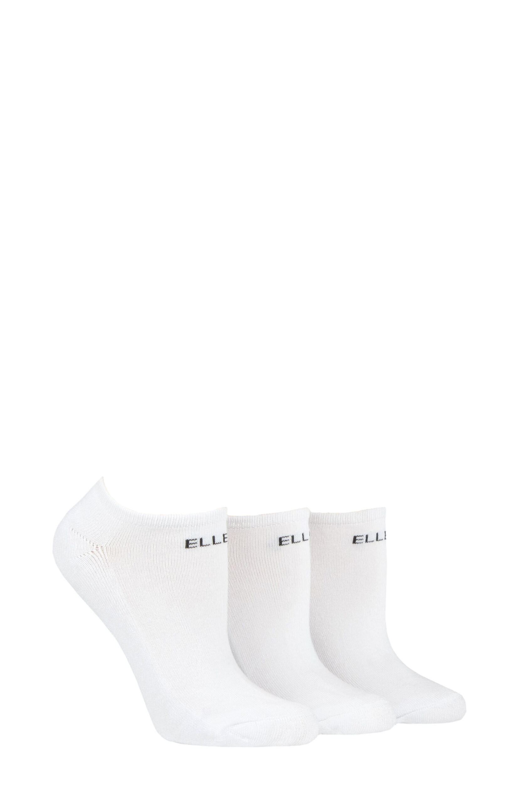 Women's 3 Pair Elle Bamboo Cushioned No Shows White Plains 4-8 Ladies