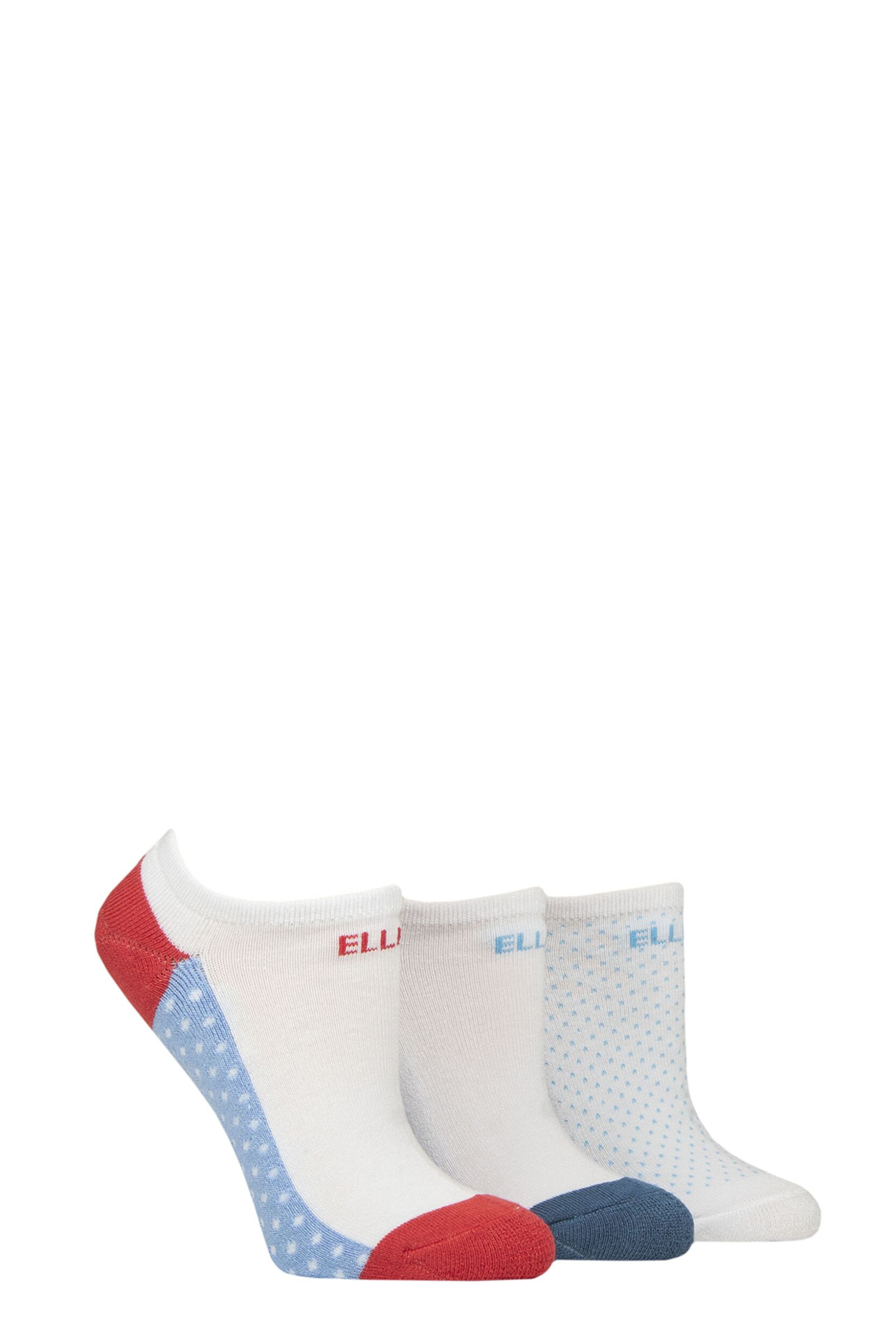 Women's 3 Pair Elle Bamboo Cushioned No Shows Glazed Cherry 4-8