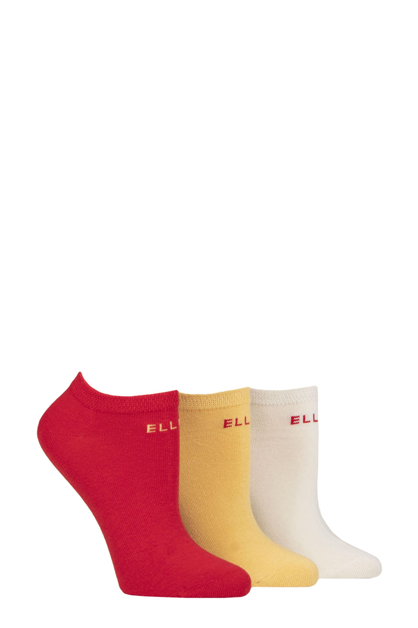 Women's 3 Pair Elle Plain, Stripe and Patterned Cotton No-Show Socks Parisian Rose Plain 4-8