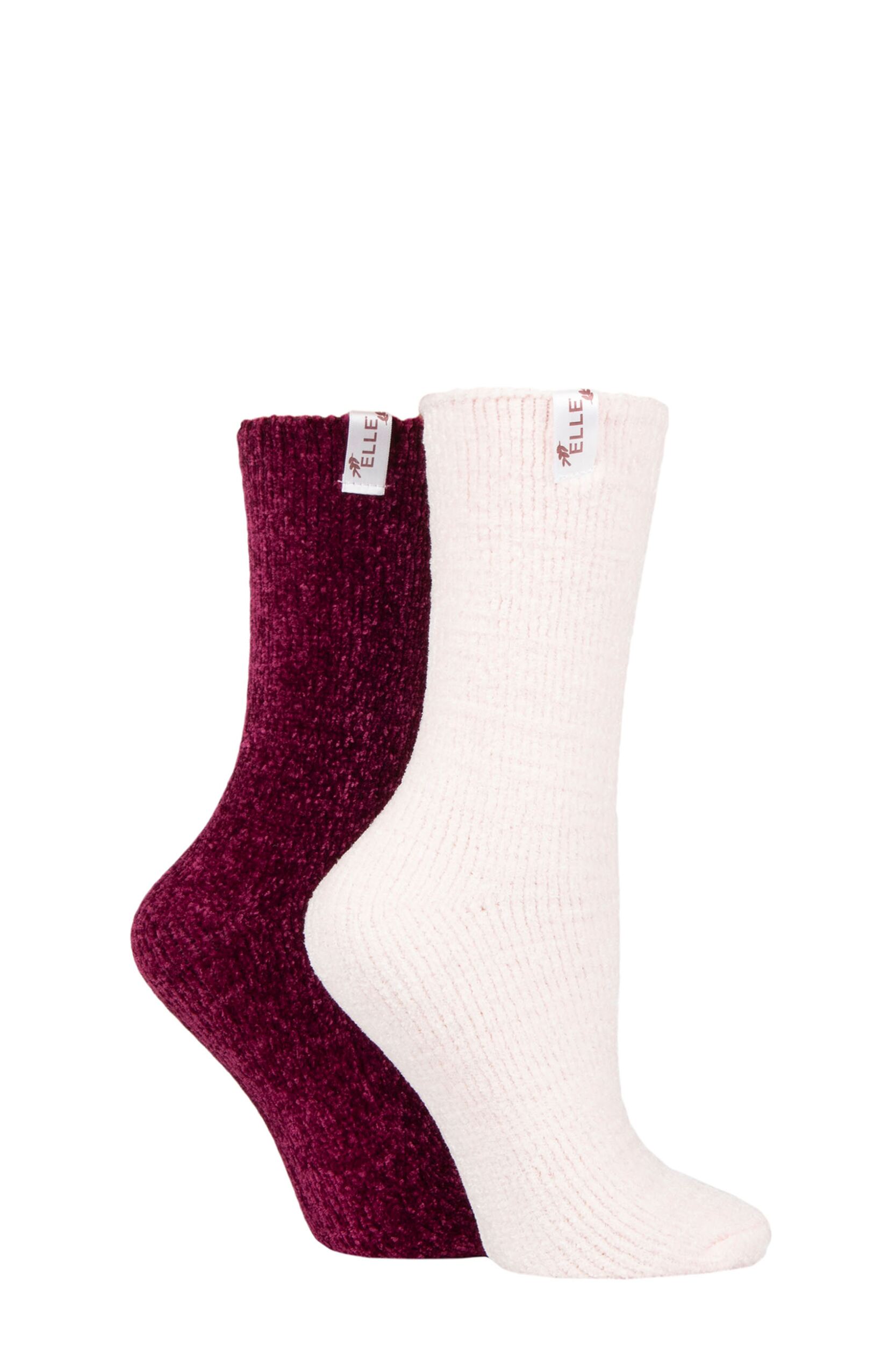 Women's 2 Pair Elle Chenille Boot Socks Mauvewood 4-8 Ladies