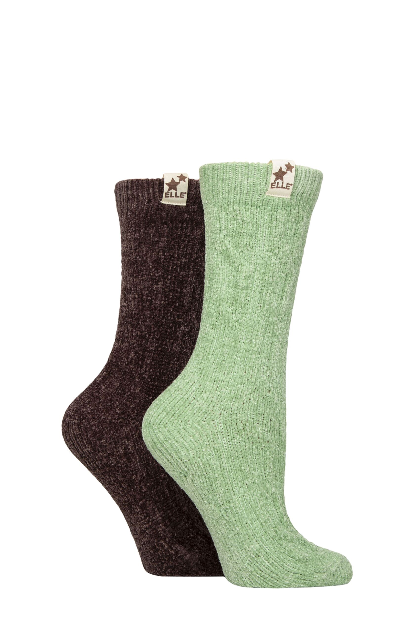 Women's 2 Pair Elle Cable Knit Chenille Boot Socks Forager 4-8