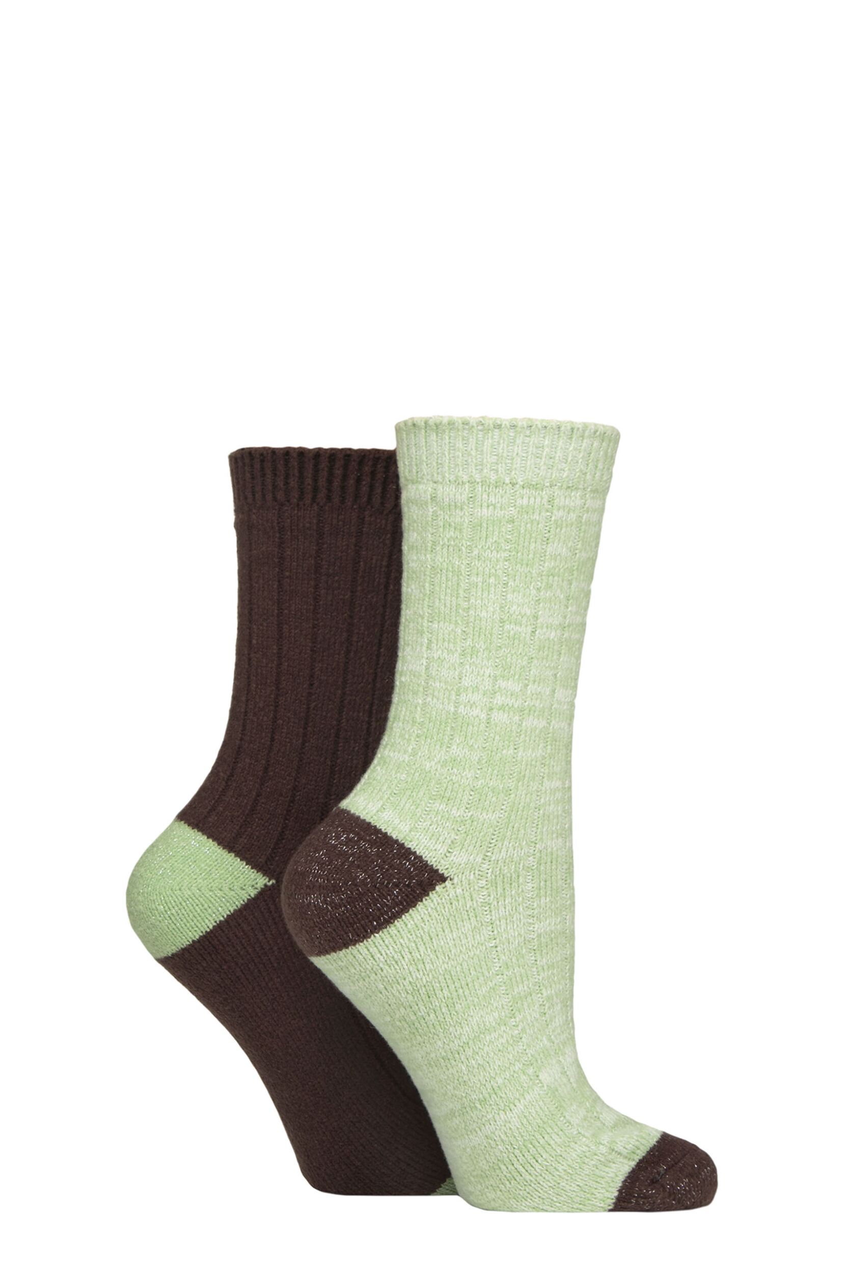 Women's 2 Pair Elle Velvet Soft and Sparkle Boot Socks Forager 4-8