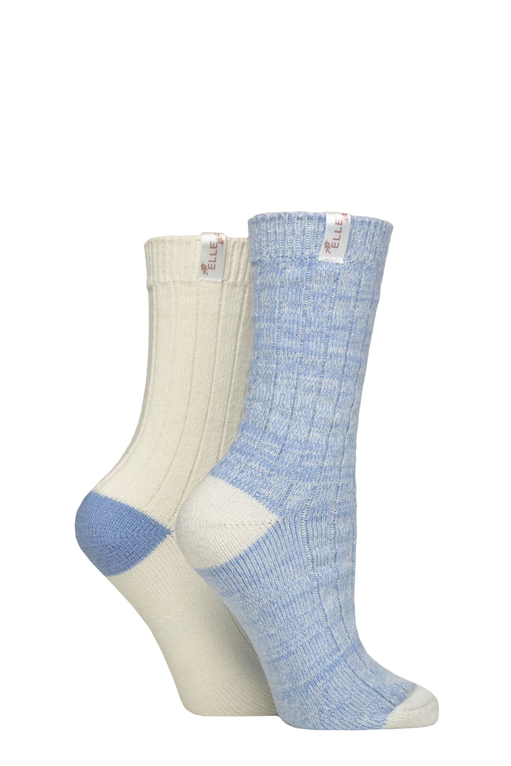 Women's 2 Pair Elle Velvet Soft and Sparkle Boot Socks Powder Blue 4