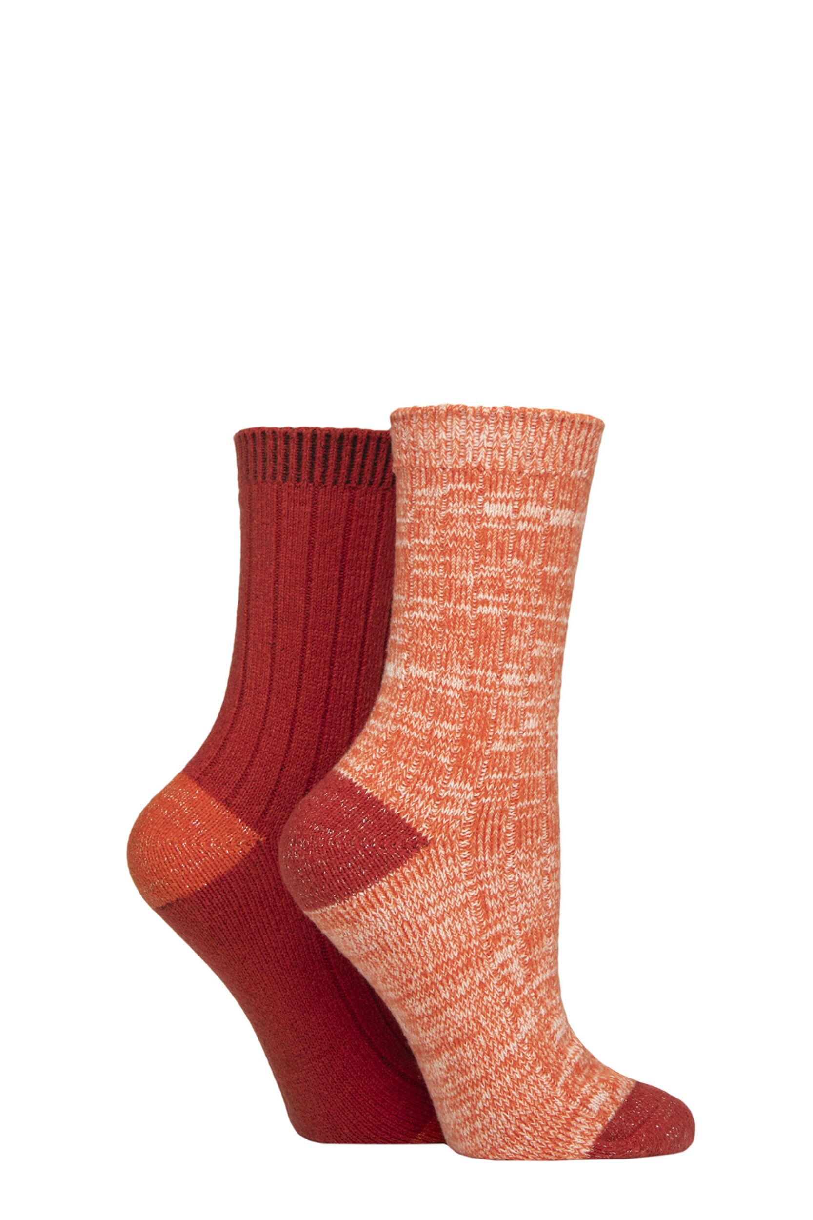 Women's 2 Pair Elle Velvet Soft and Sparkle Boot Socks Wild Poppy 4-8