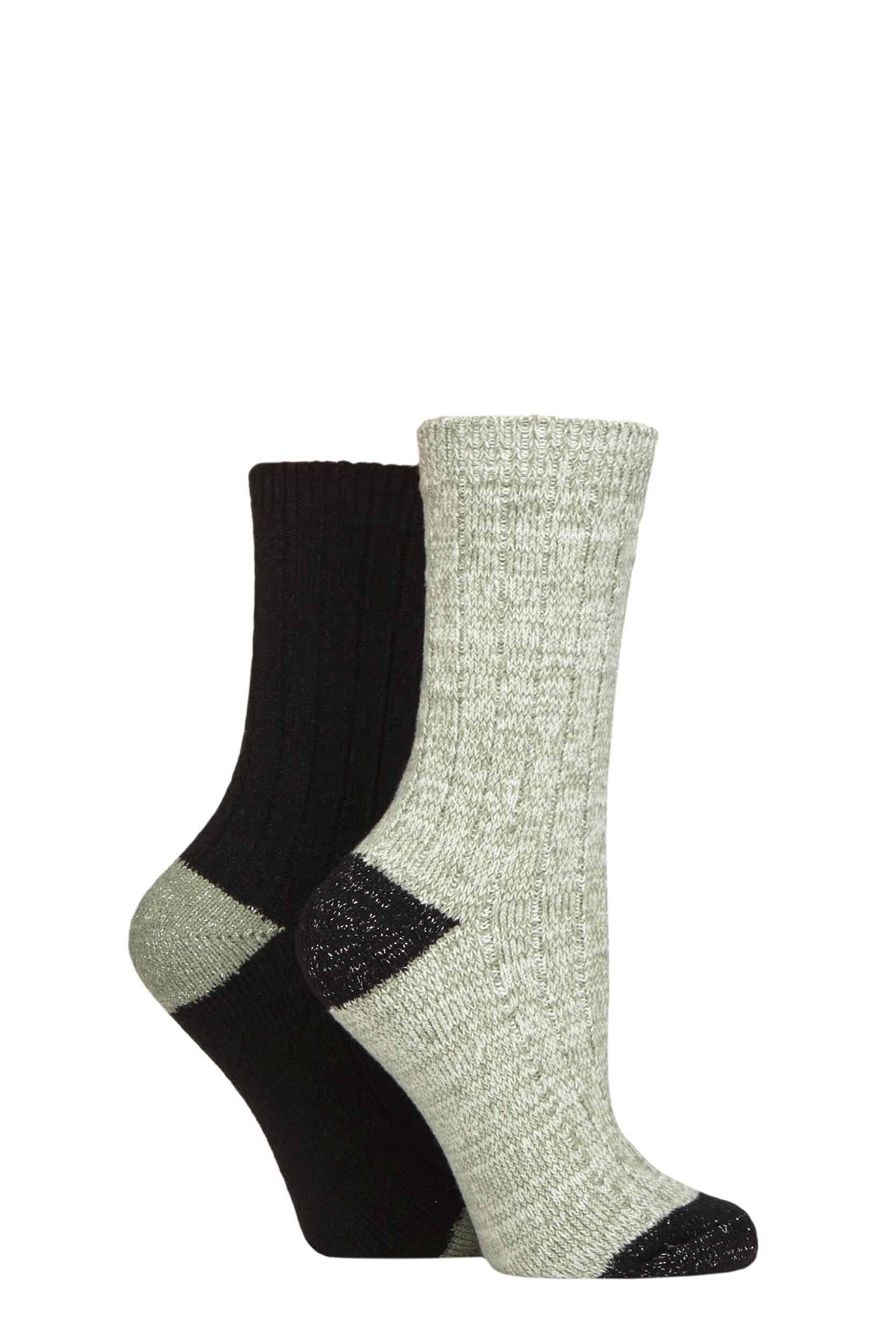 Women's 2 Pair Elle Velvet Soft and Sparkle Boot Socks Storm 4-8
