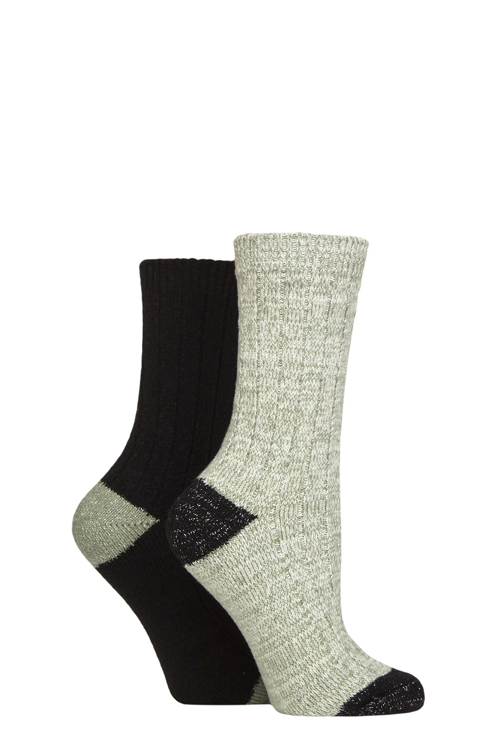 Women's 2 Pair Elle Velvet Soft and Sparkle Boot Socks Storm 4