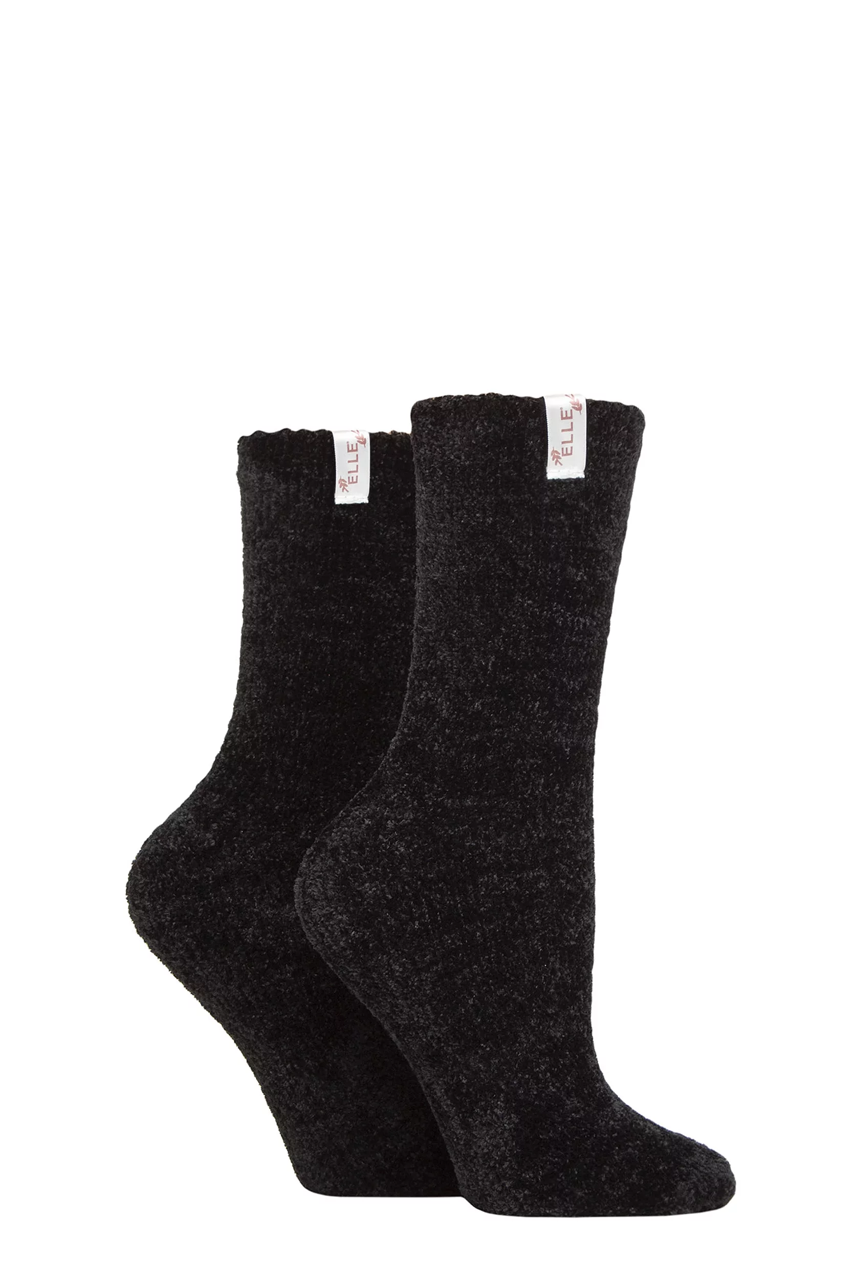 Women's 2 Pair Elle Chenille Leisure Socks Black 4