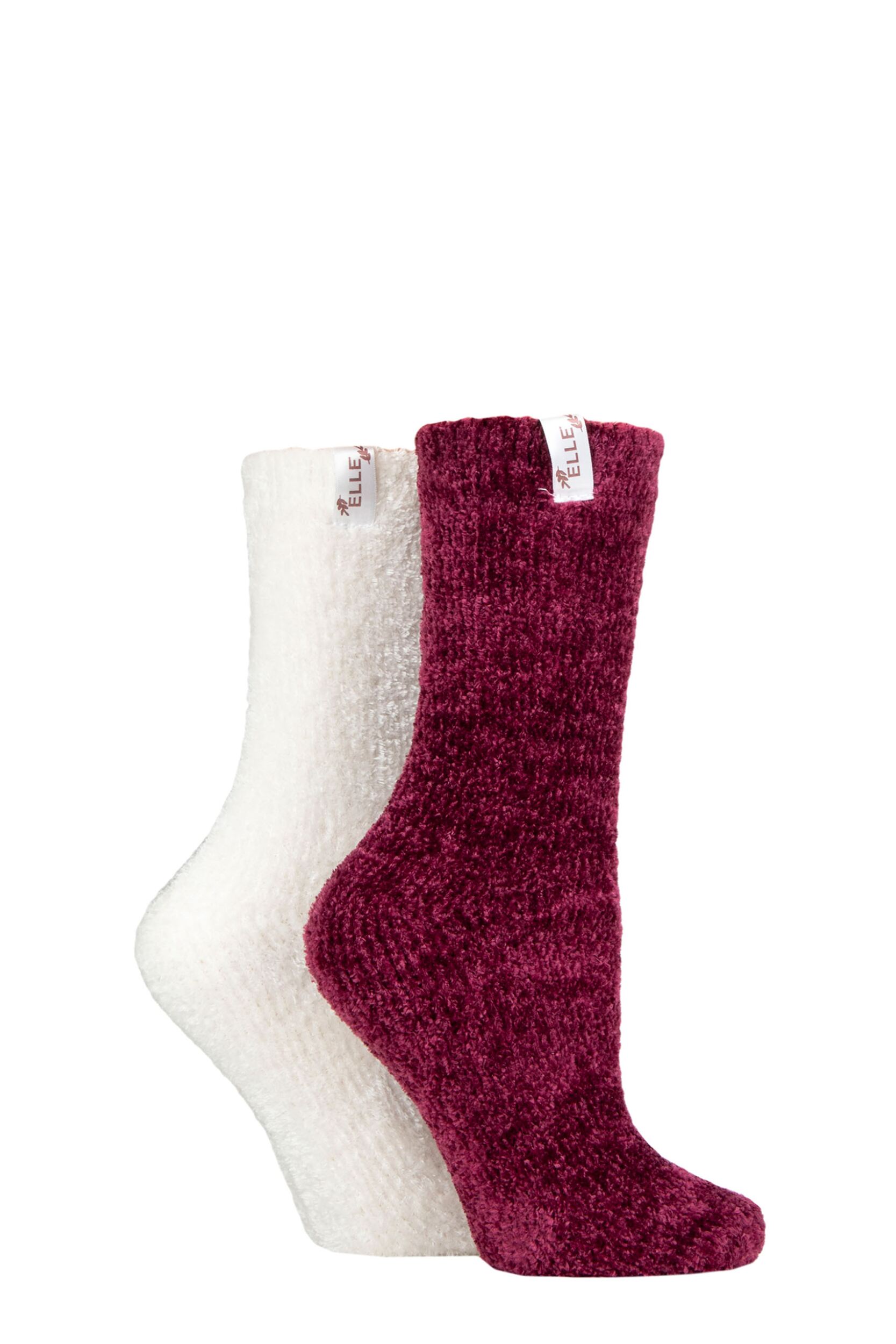Women's 2 Pair Elle Chenille Leisure Socks Raspberry Joy 4-8 Ladies