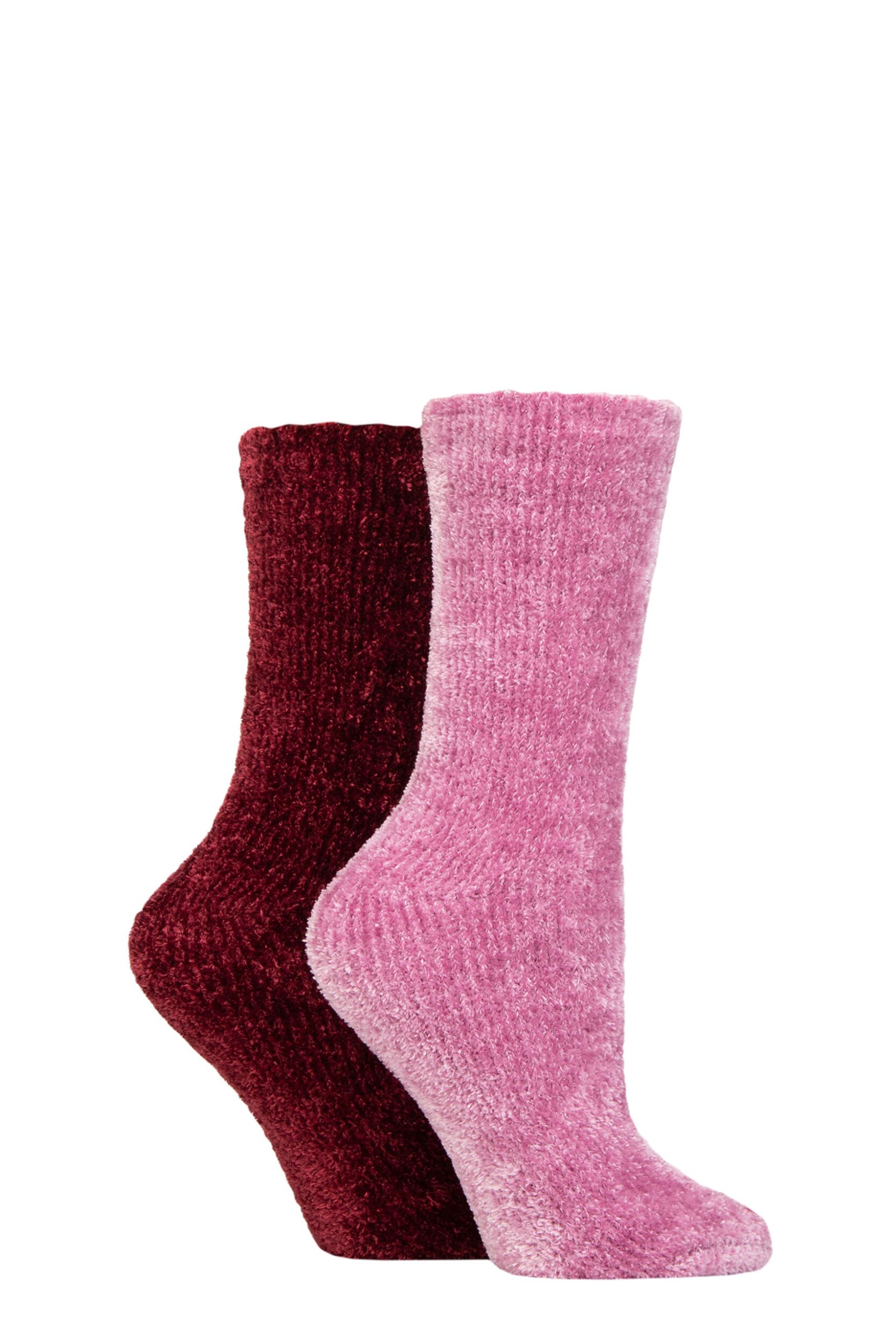 Women's 2 Pair Elle Chenille Leisure Socks Smokey Pink 4-8