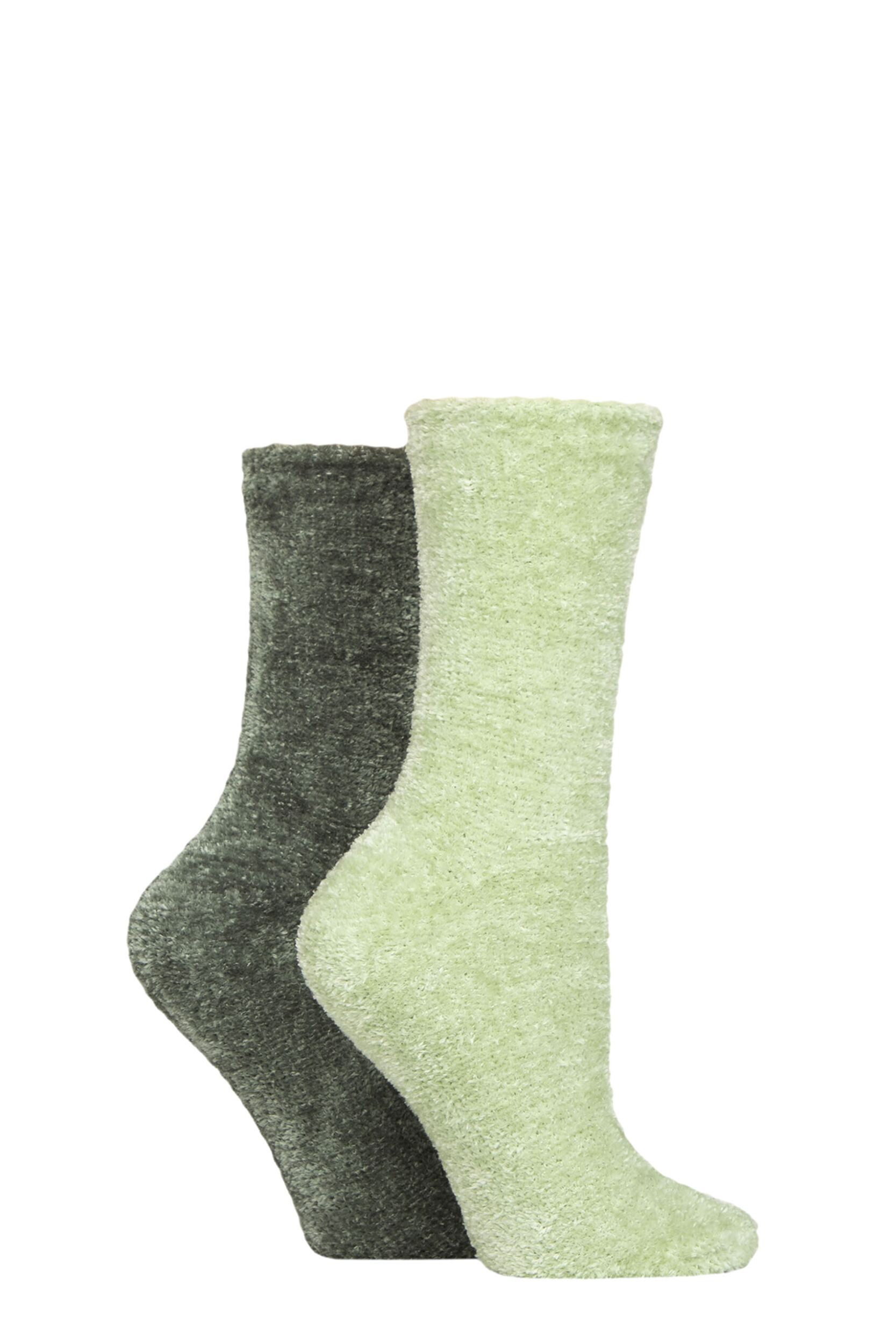 Image of Women's 2 Pair Elle Chenille Leisure Socks Light Pine 4-8