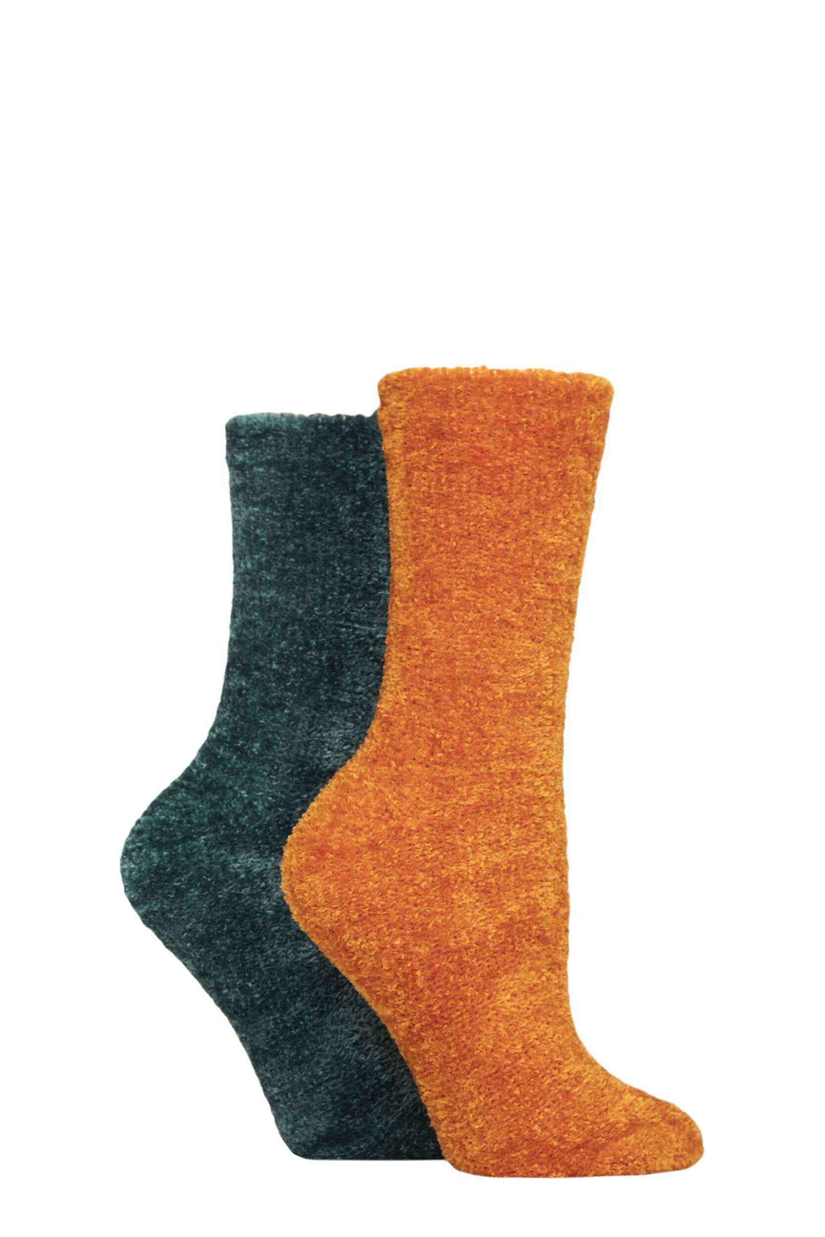 Image of Women's 2 Pair Elle Chenille Leisure Socks Marmalade 4-8