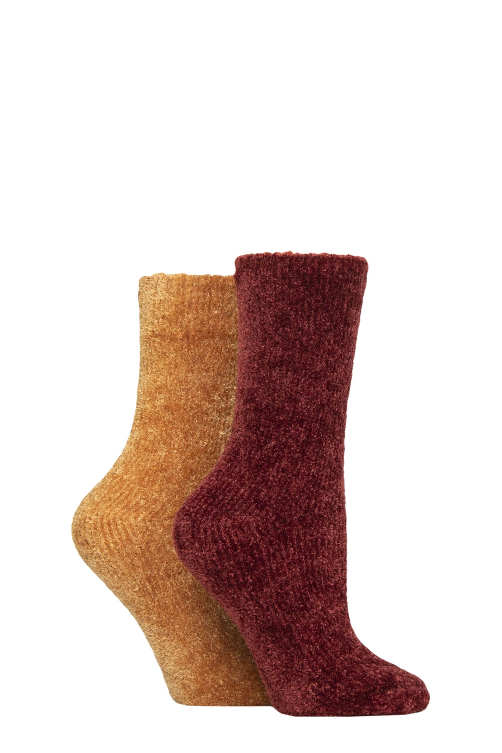 Women's 2 Pair Elle Chenille Leisure Socks Pumpkin Spice 4-8
