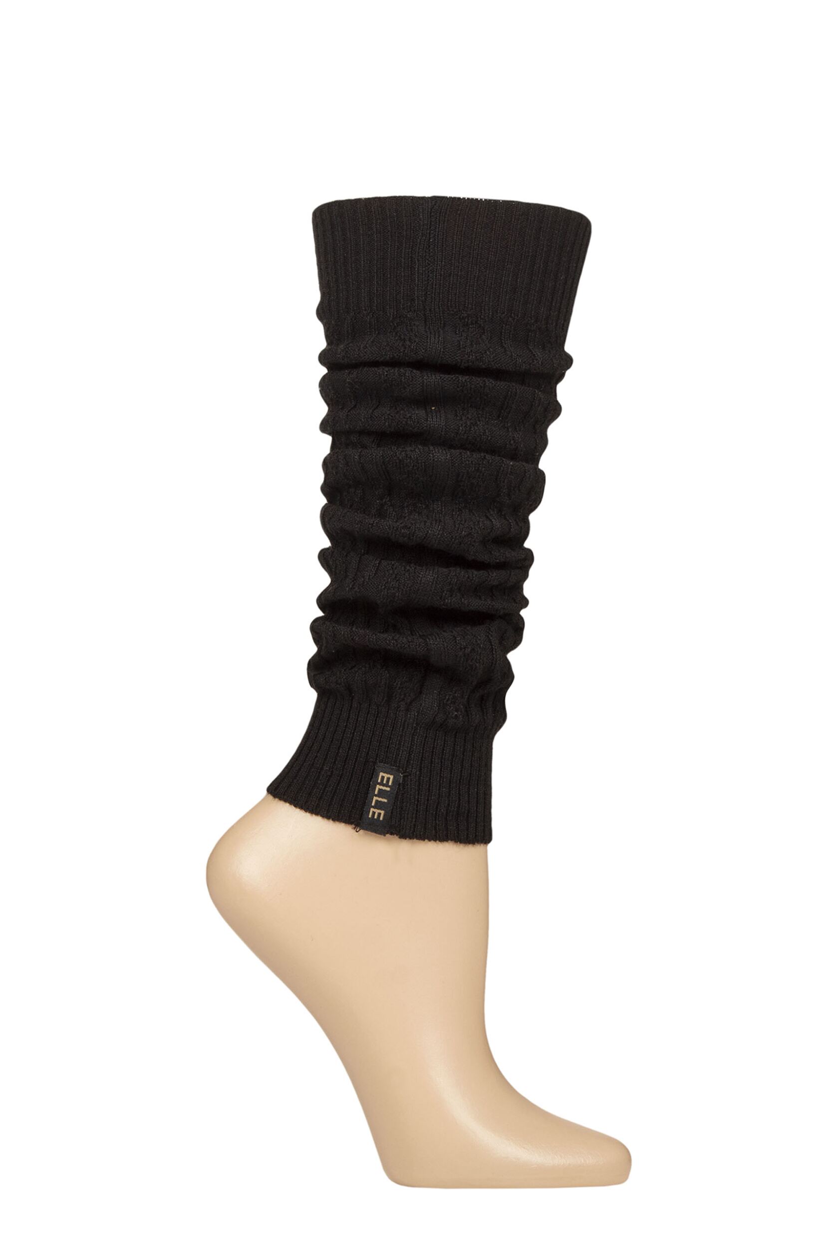 Women's 1 Pair Elle Fine Cable Knit Leg Warmers Black One Size