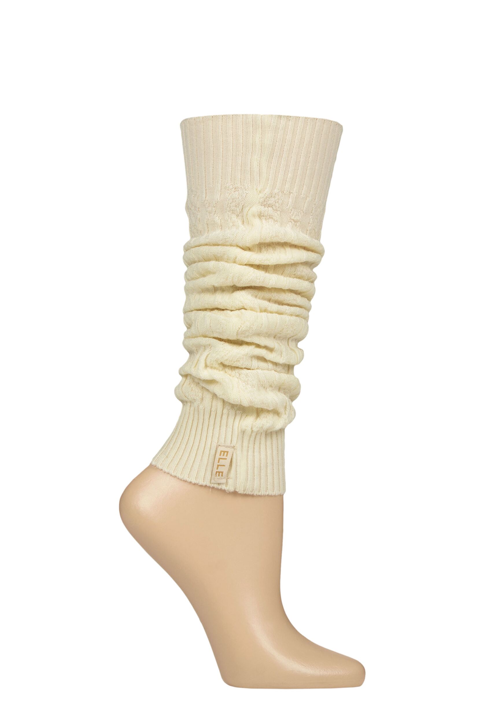 Women's 1 Pair Elle Fine Cable Knit Leg Warmers Cream One Size