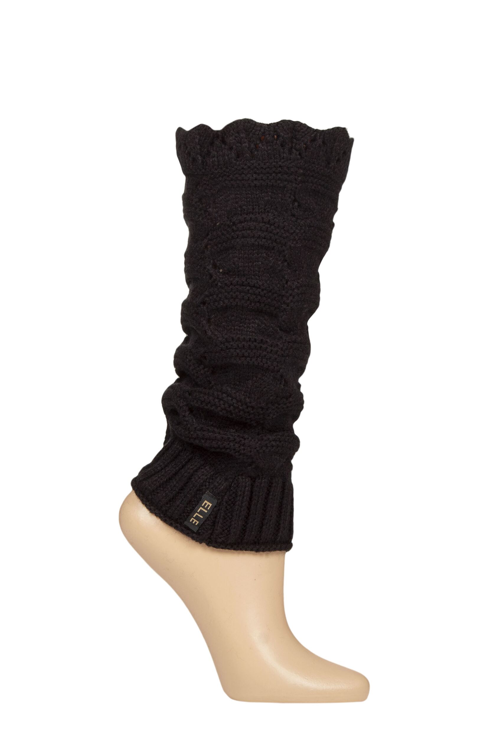 Women's 1 Pair Elle Lace Knit Leg Warmers Black One Size