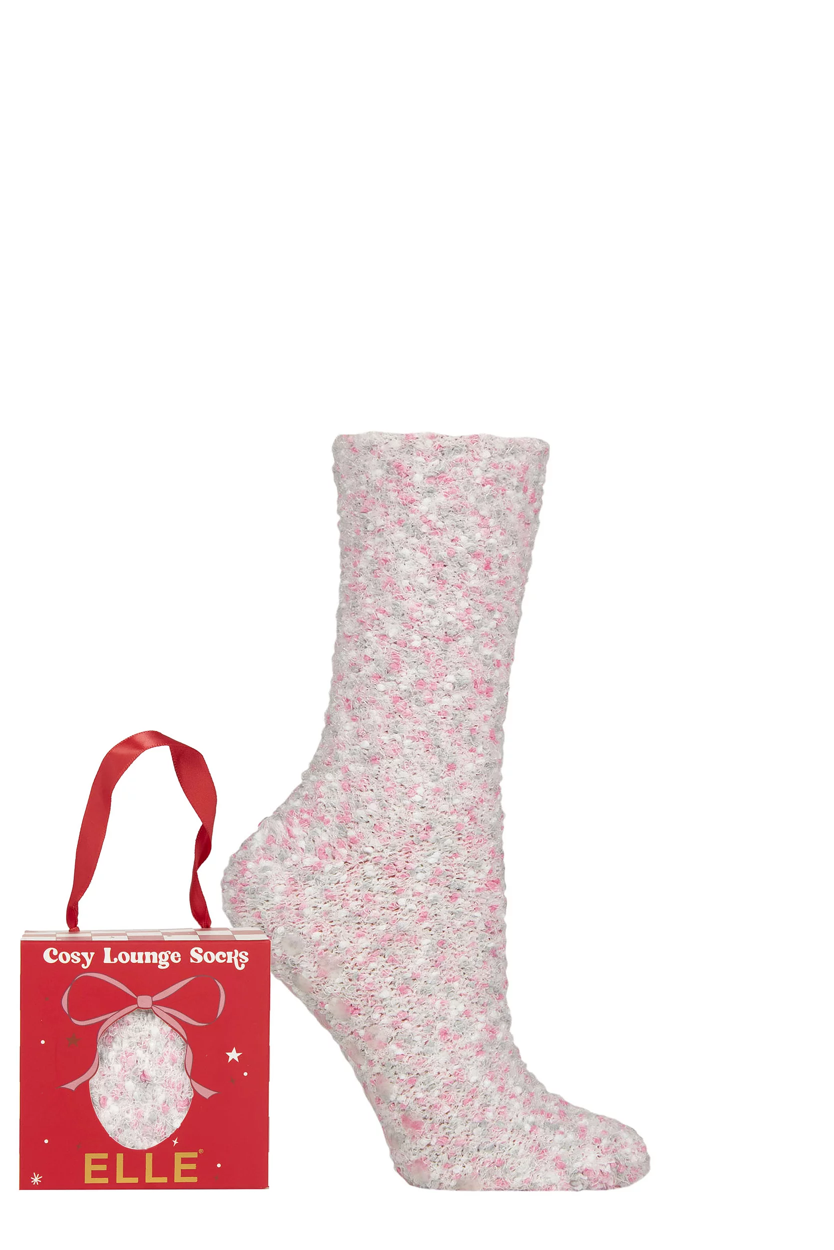 Women's 1 Pair Elle Popcorn Feather Cosy Gift Boxed Socks Pink / Cream 4