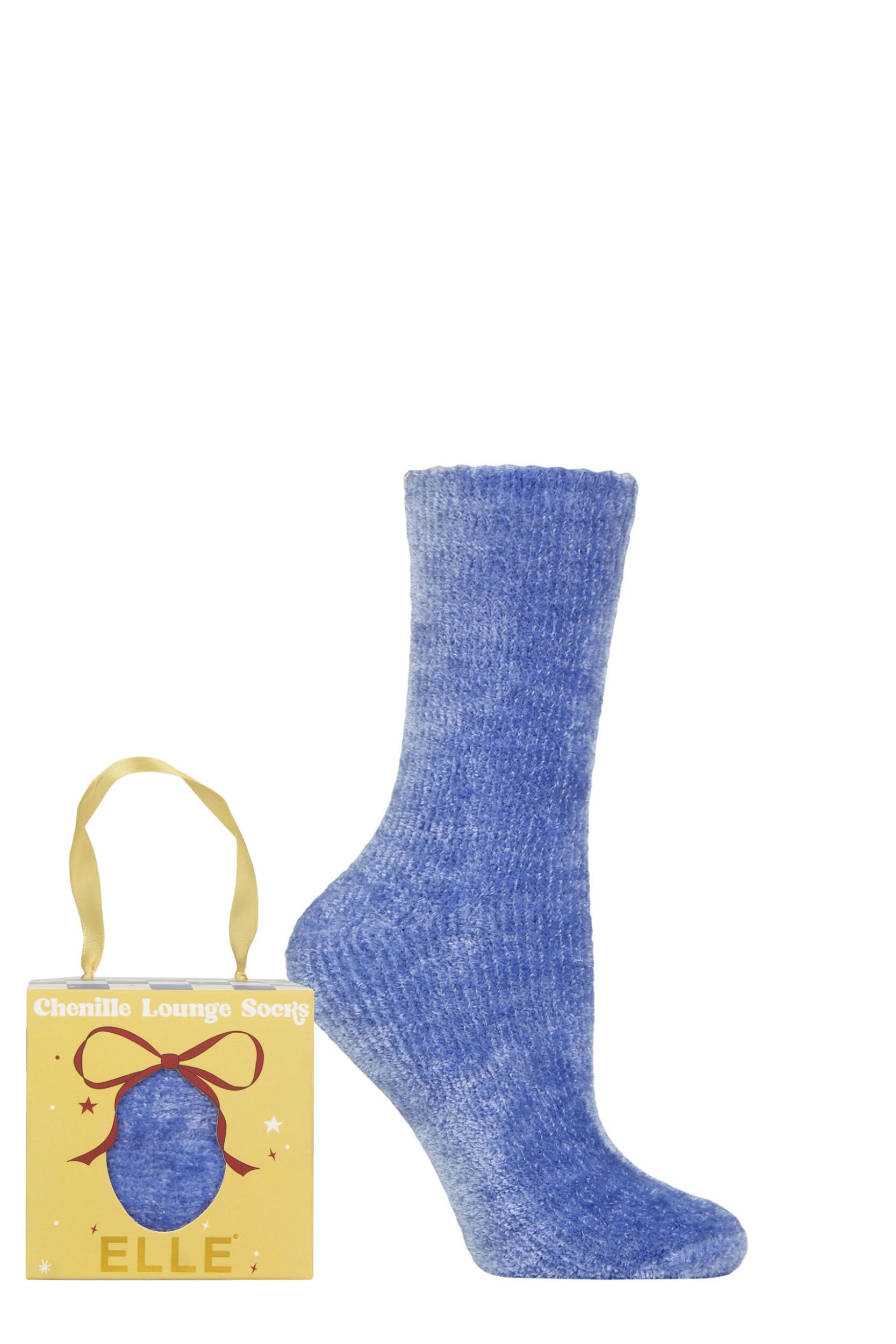 Women's 1 Pair Elle Chenille Gift Boxed Socks Powder Blue 4-8