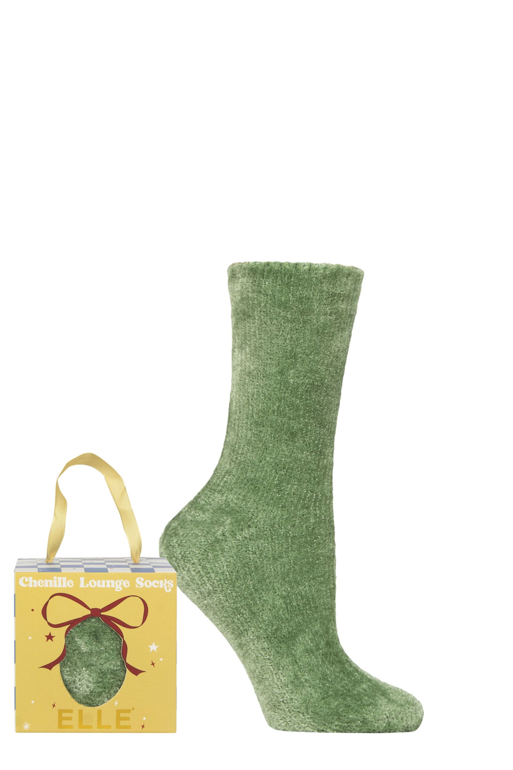Women's 1 Pair Elle Chenille Gift Boxed Socks Sage Green 4-8