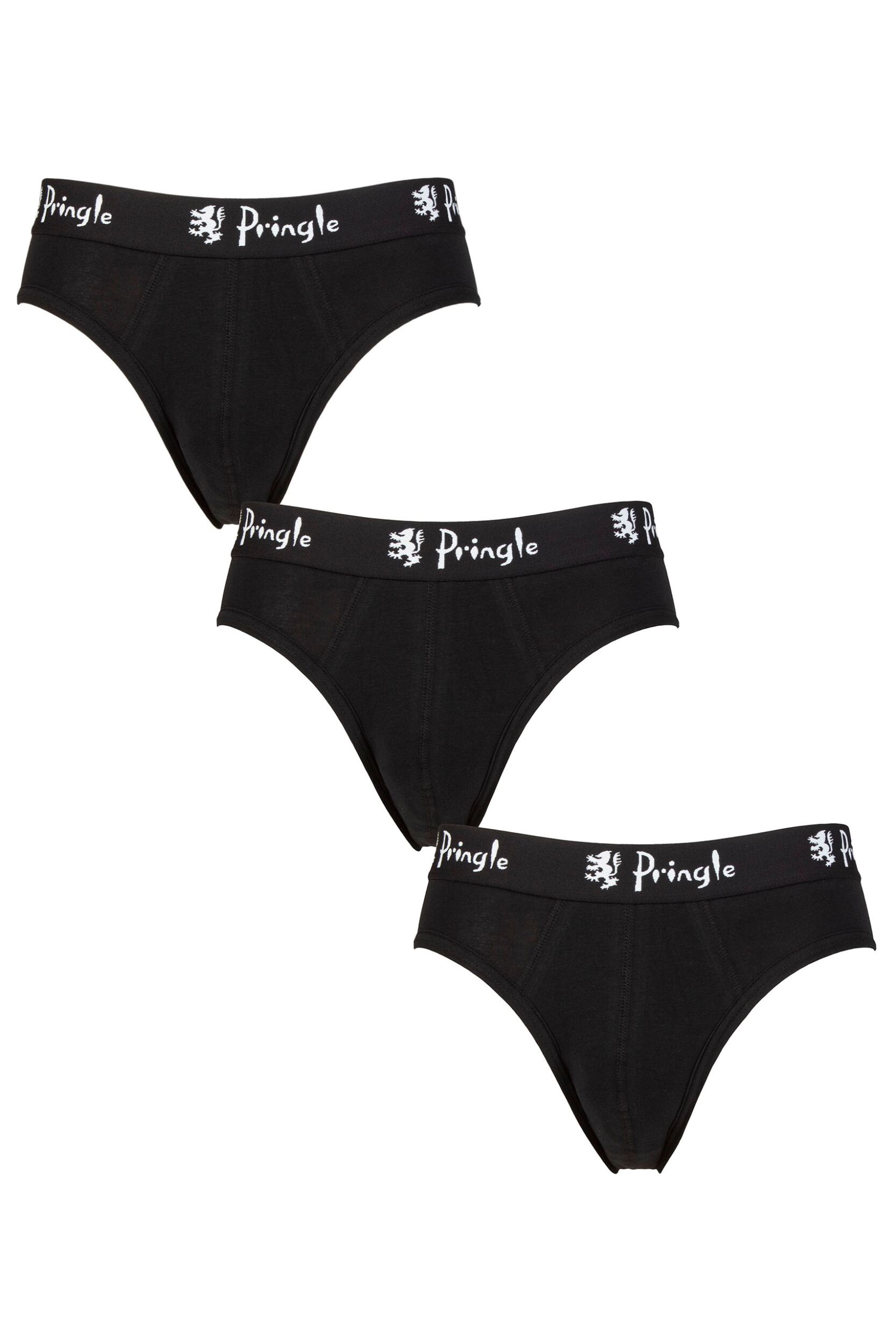 Mens 3 Pack Pringle Cotton Briefs Black XL