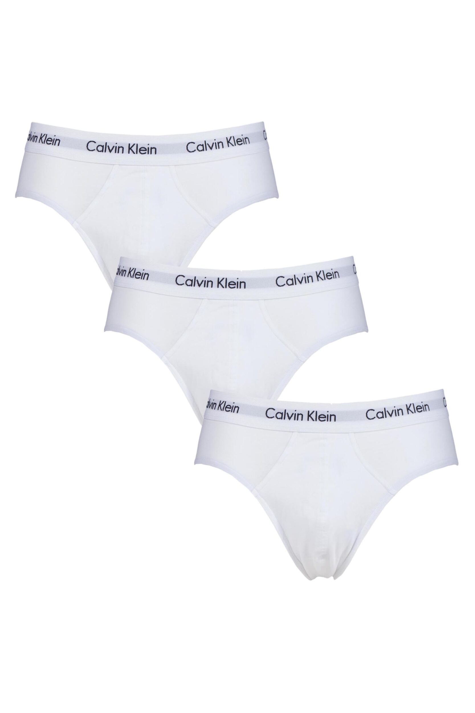 3 Pack White Cotton Stretch Hip Briefs Men's Small - Calvin Klein