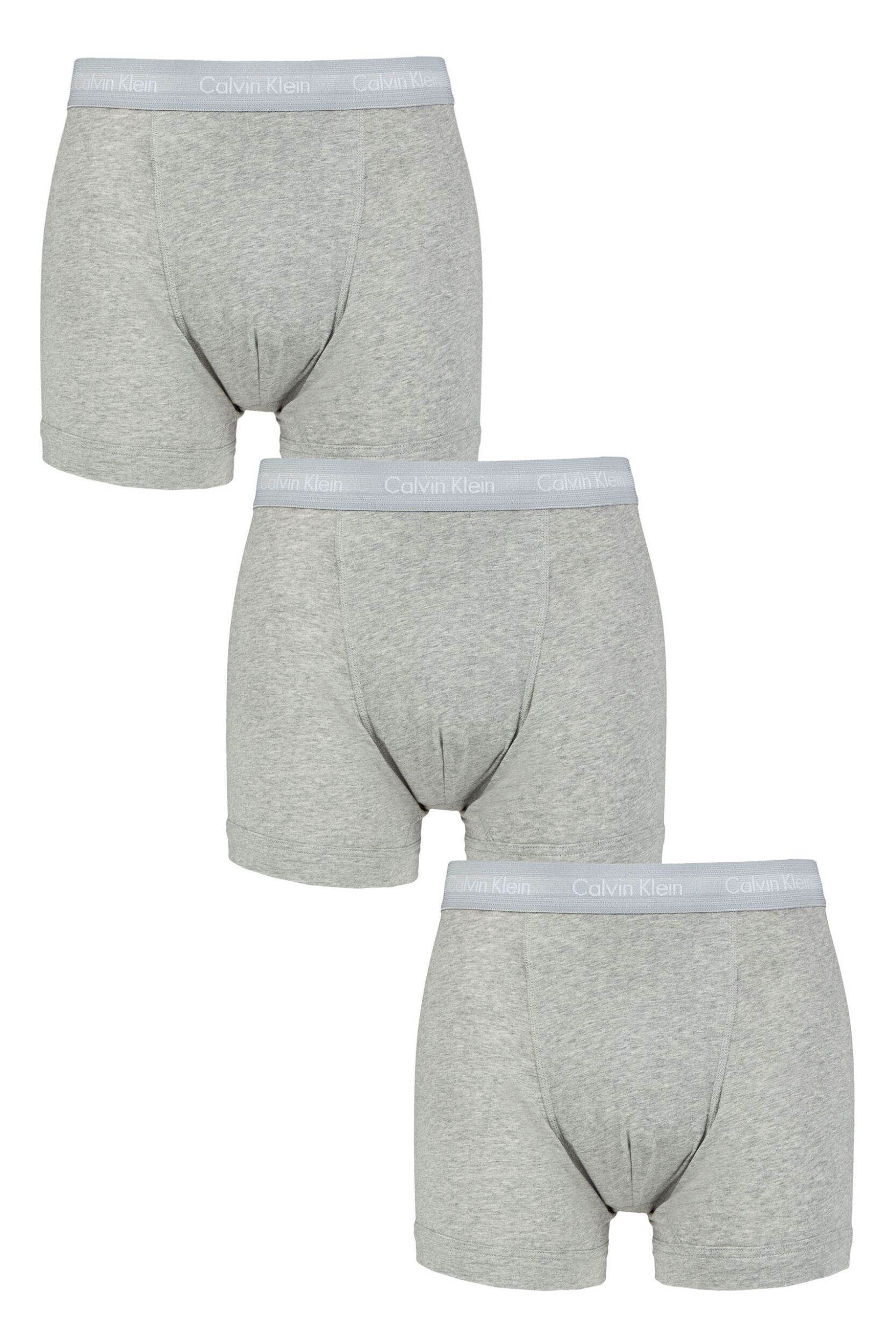 Mens 3 Pack Calvin Klein Cotton Stretch Trunks Grey Heather M
