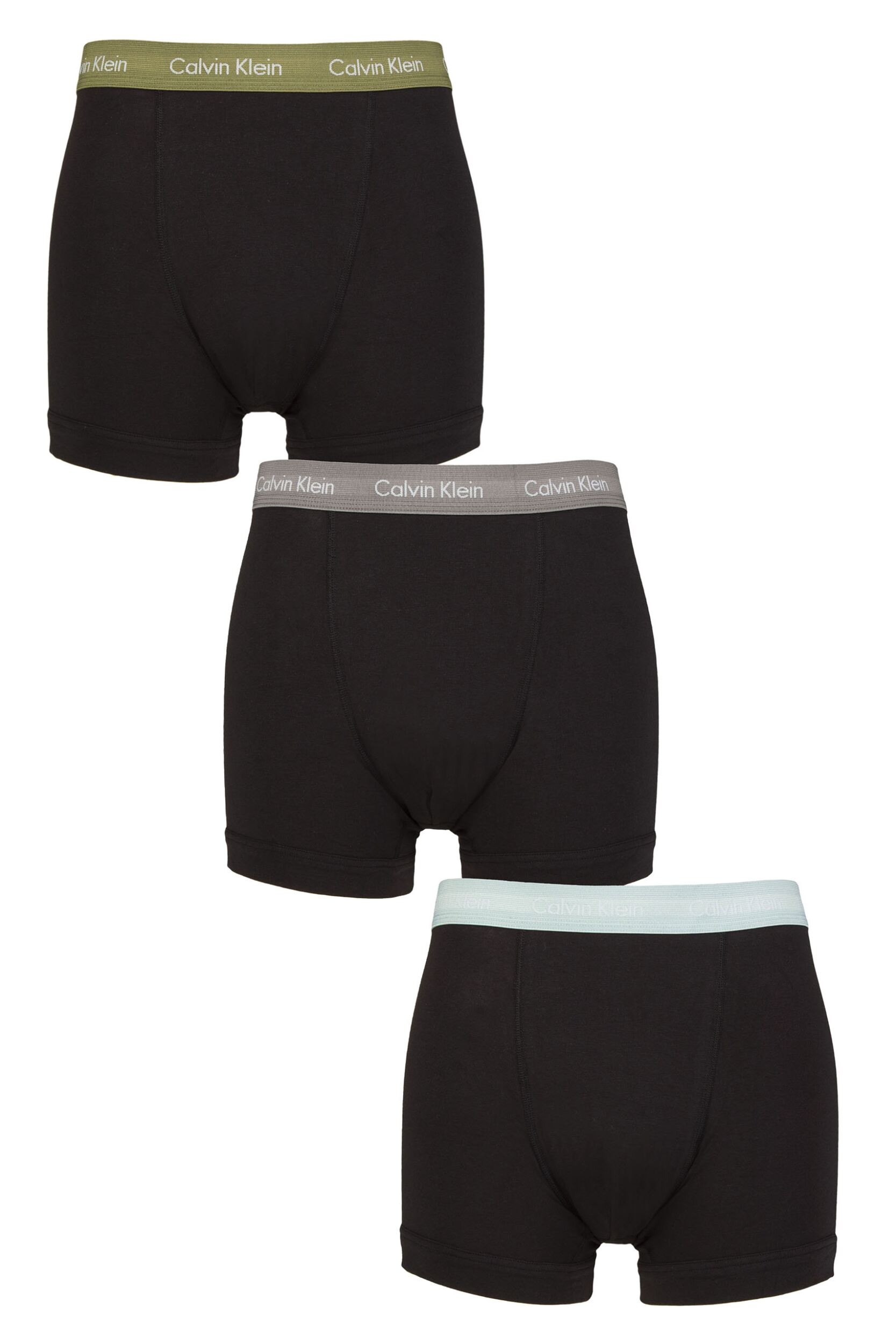 Mens 3 Pack Calvin Klein Cotton Stretch Trunks Grey Mist XS
