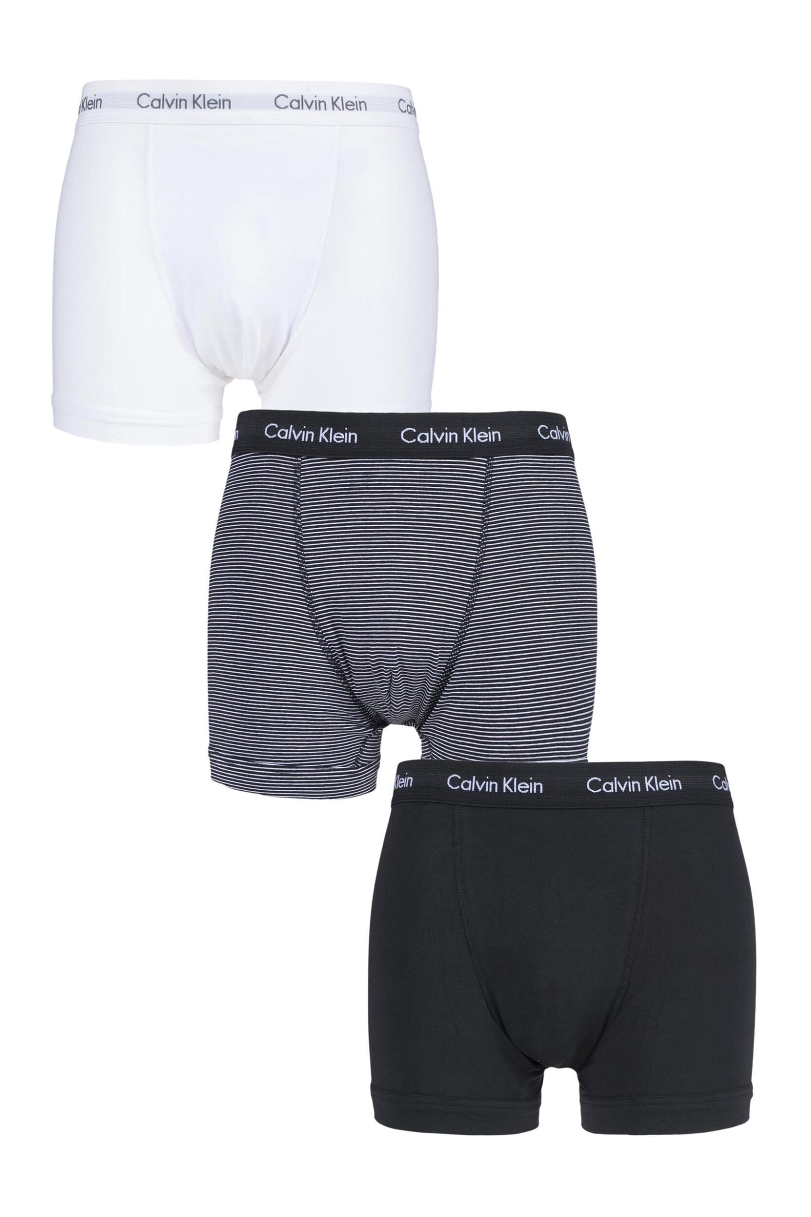 Mens 3 Pack Calvin Klein Cotton Stretch Trunks Stripe Small