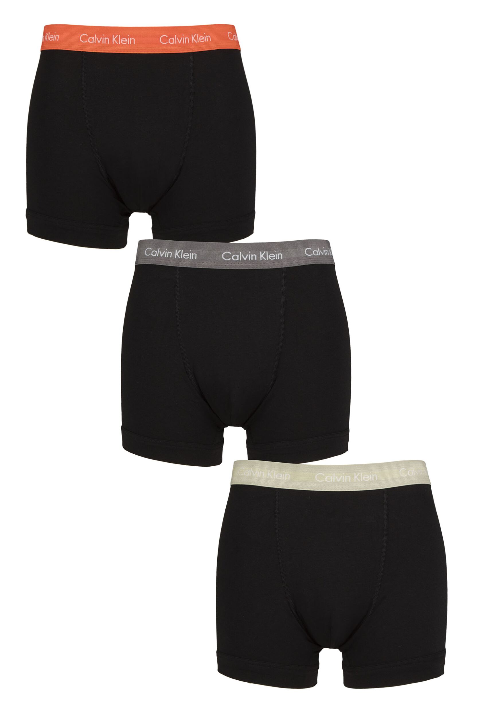 Mens 3 Pack Calvin Klein Cotton Stretch Trunks Cherry / Moss XS