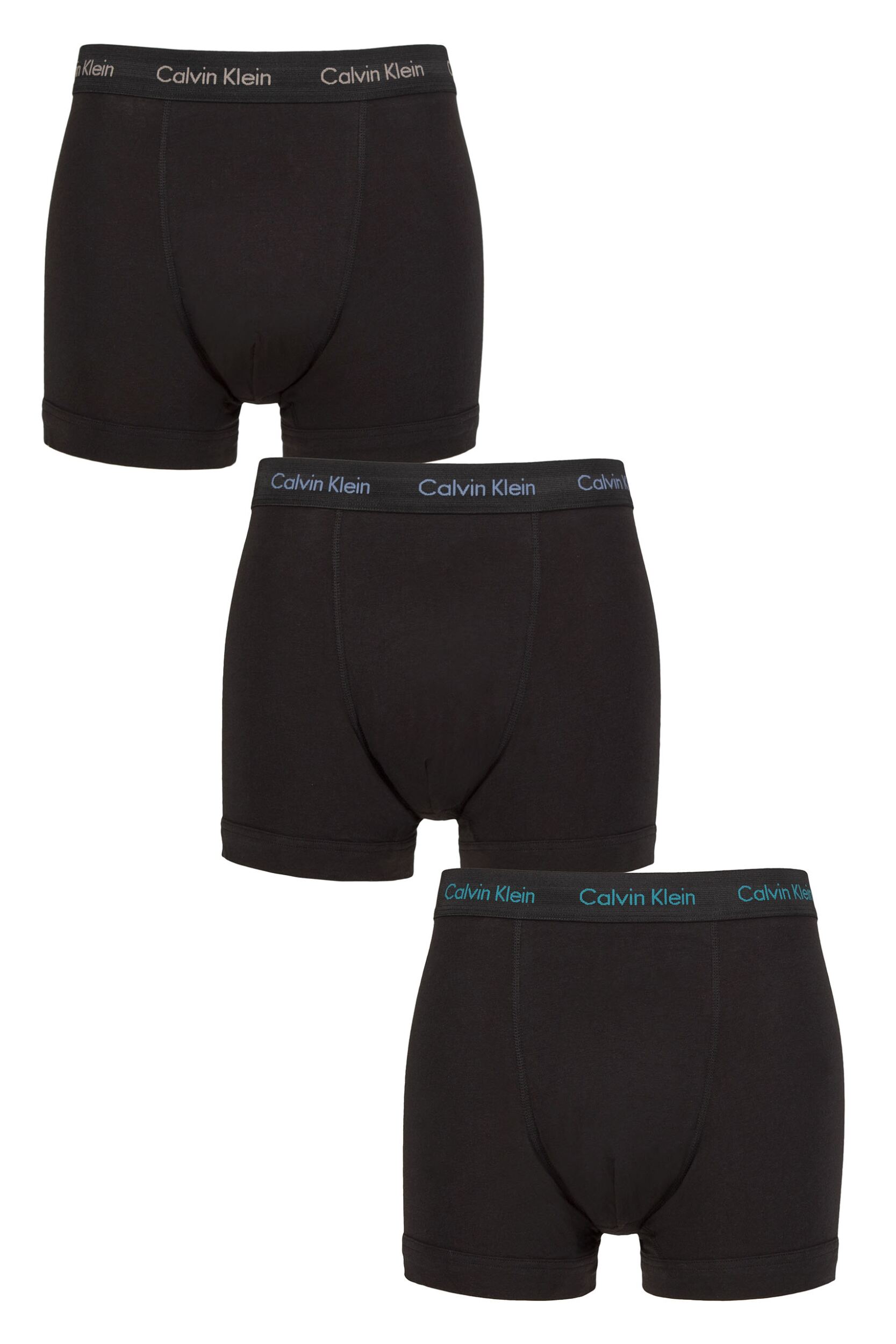 Image of Mens 3 Pack Calvin Klein Cotton Stretch Trunks Black / Driftwood L