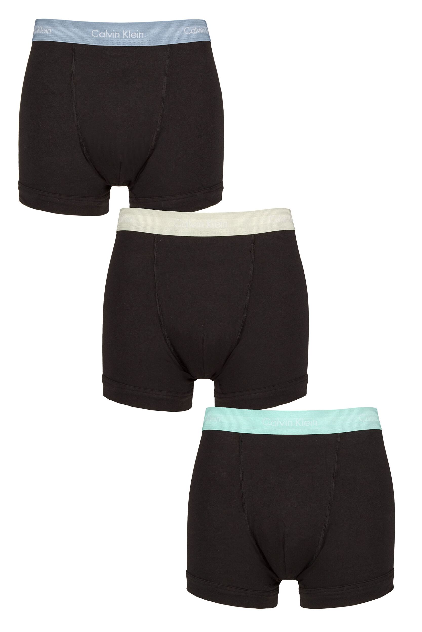 Mens 3 Pack Calvin Klein Cotton Stretch Trunks Faded Denim / Blue S