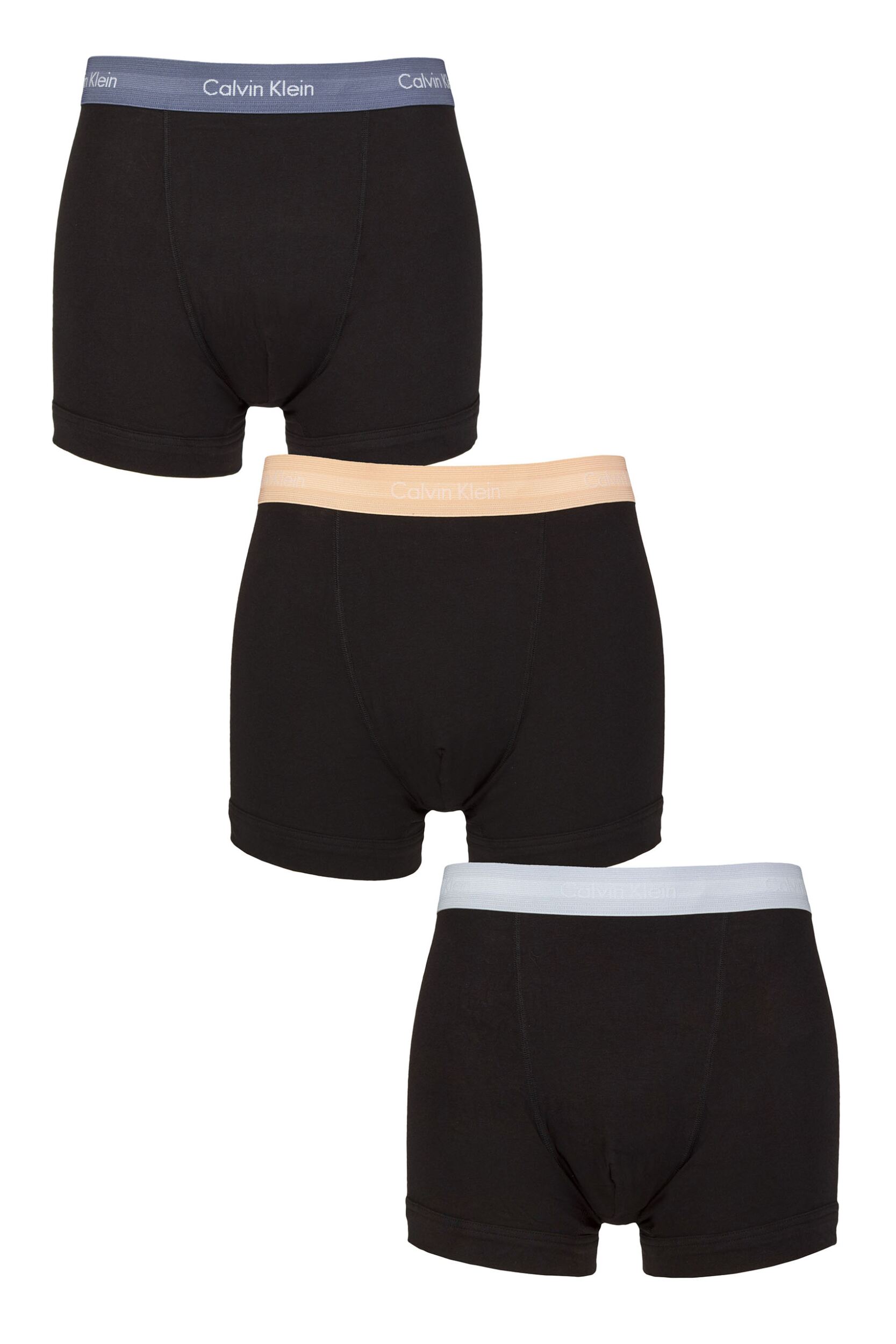 Image of Mens 3 Pack Calvin Klein Cotton Stretch Trunks Indigo / Frenzy / Blue XL