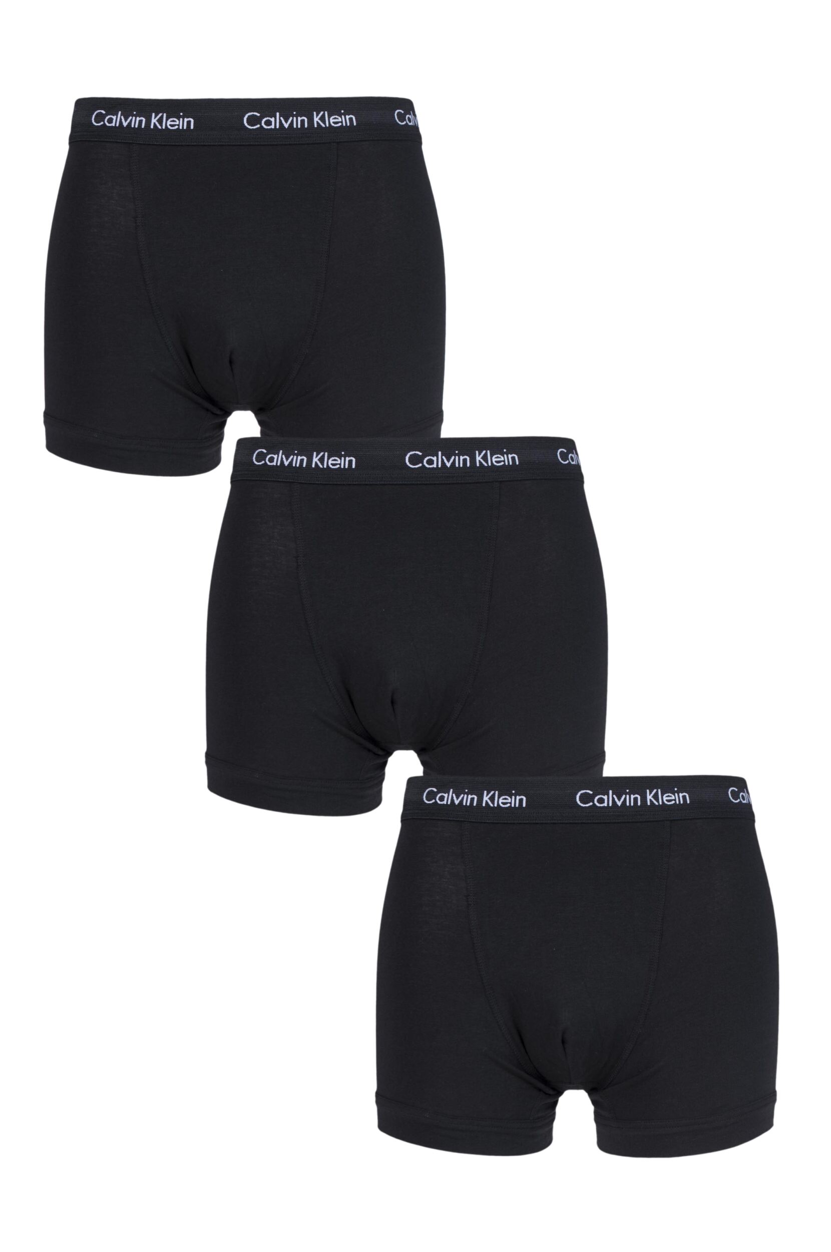 3 Pack Black / Black Cotton Stretch Trunks Men's Large - Calvin Klein