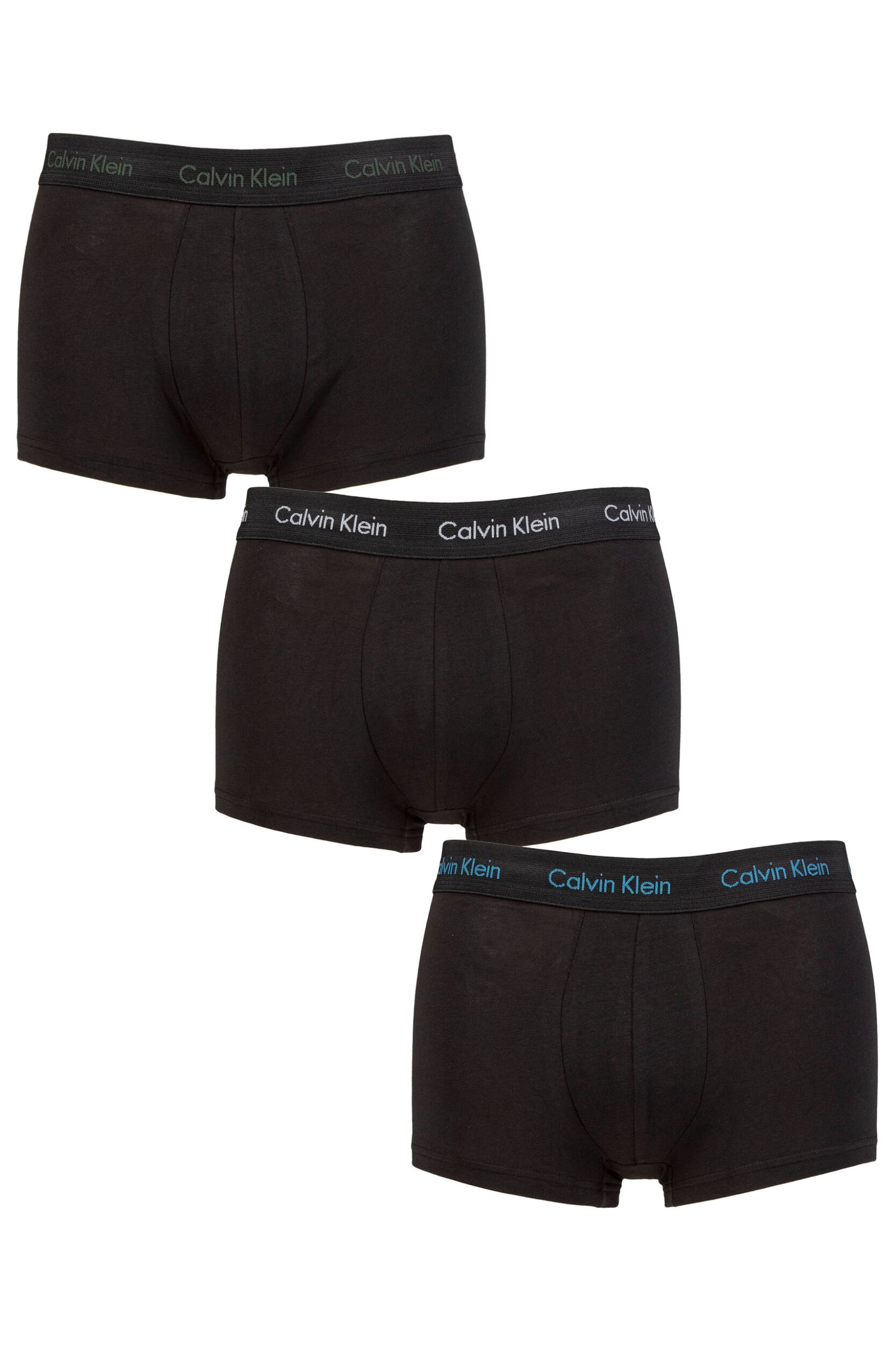 Mens 3 Pair Calvin Klein Low Rise Trunks Black / Grey Element S