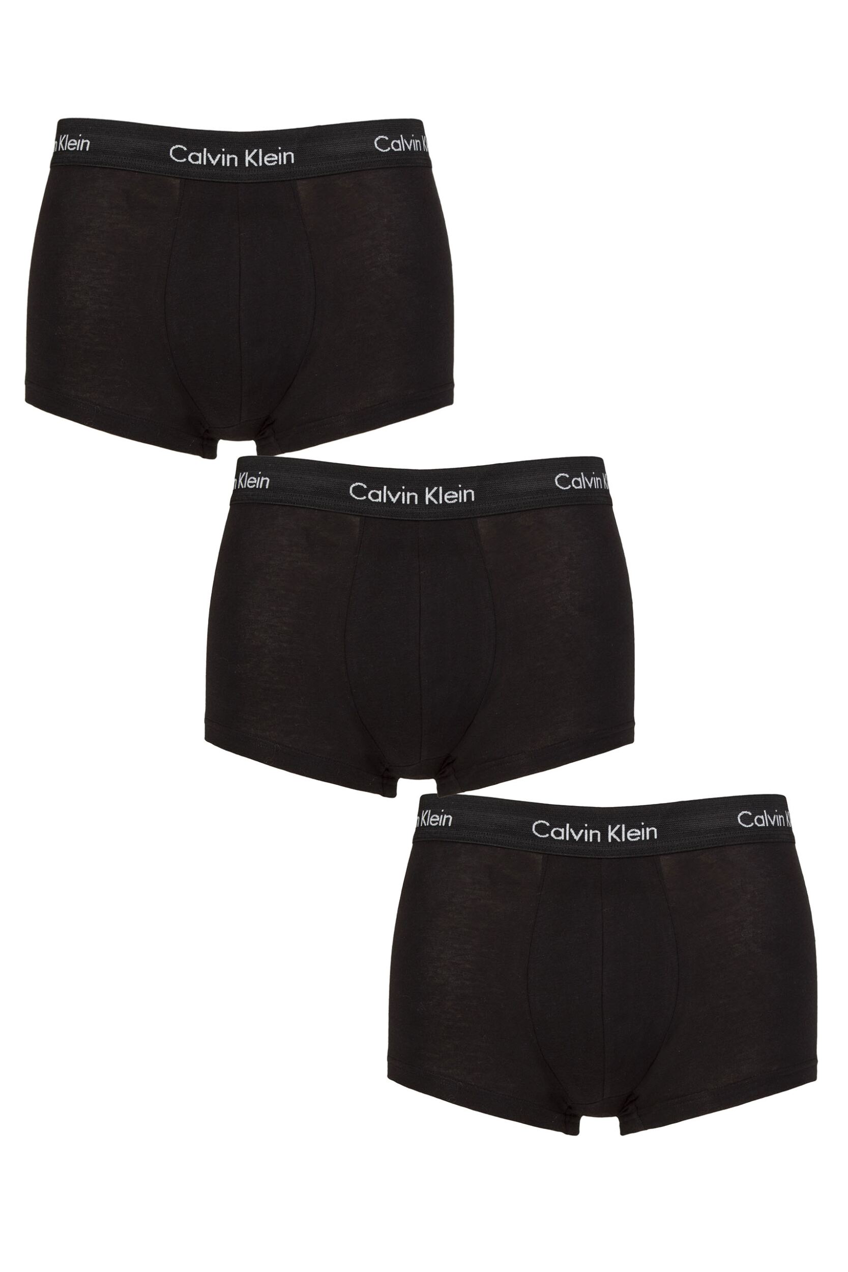 Image of Mens 3 Pair Calvin Klein Low Rise Trunks Black / Black S