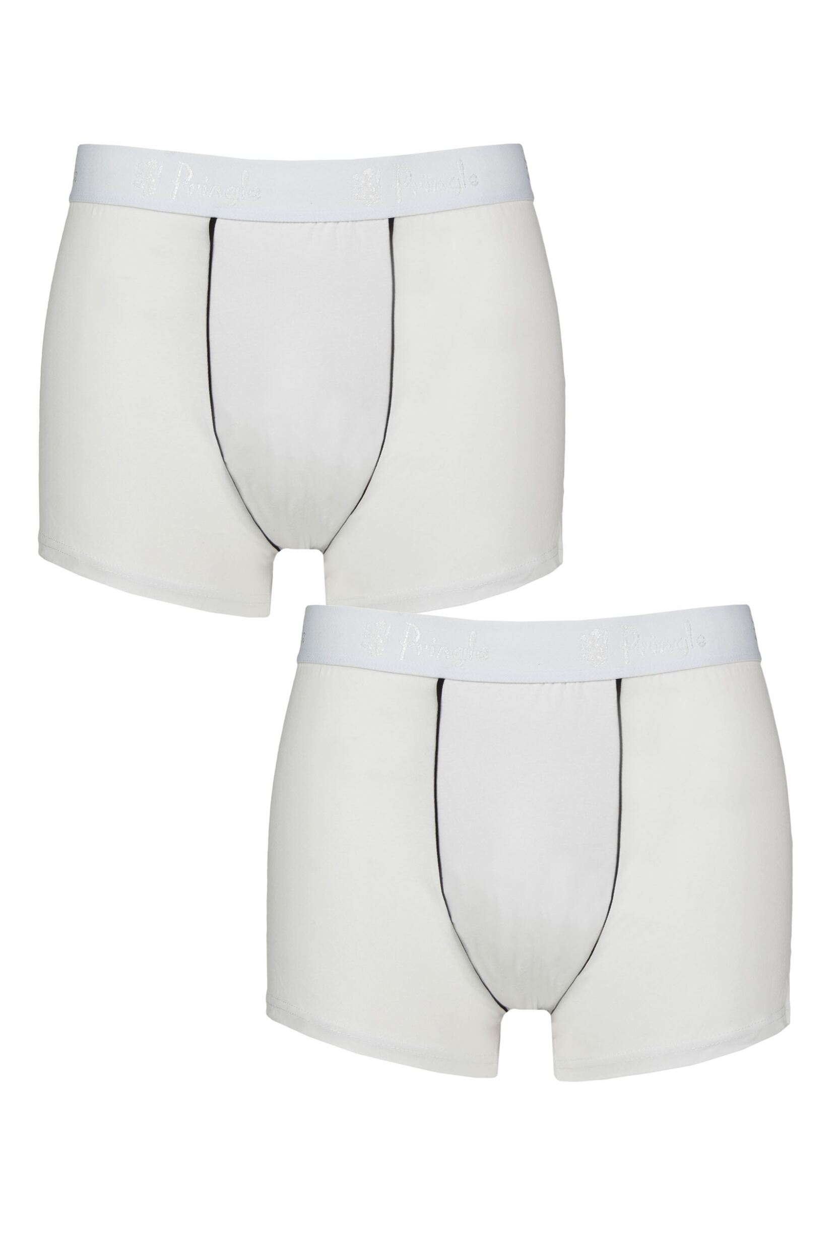 Mens 2 Pack Pringle Combed Cotton Trunks White M