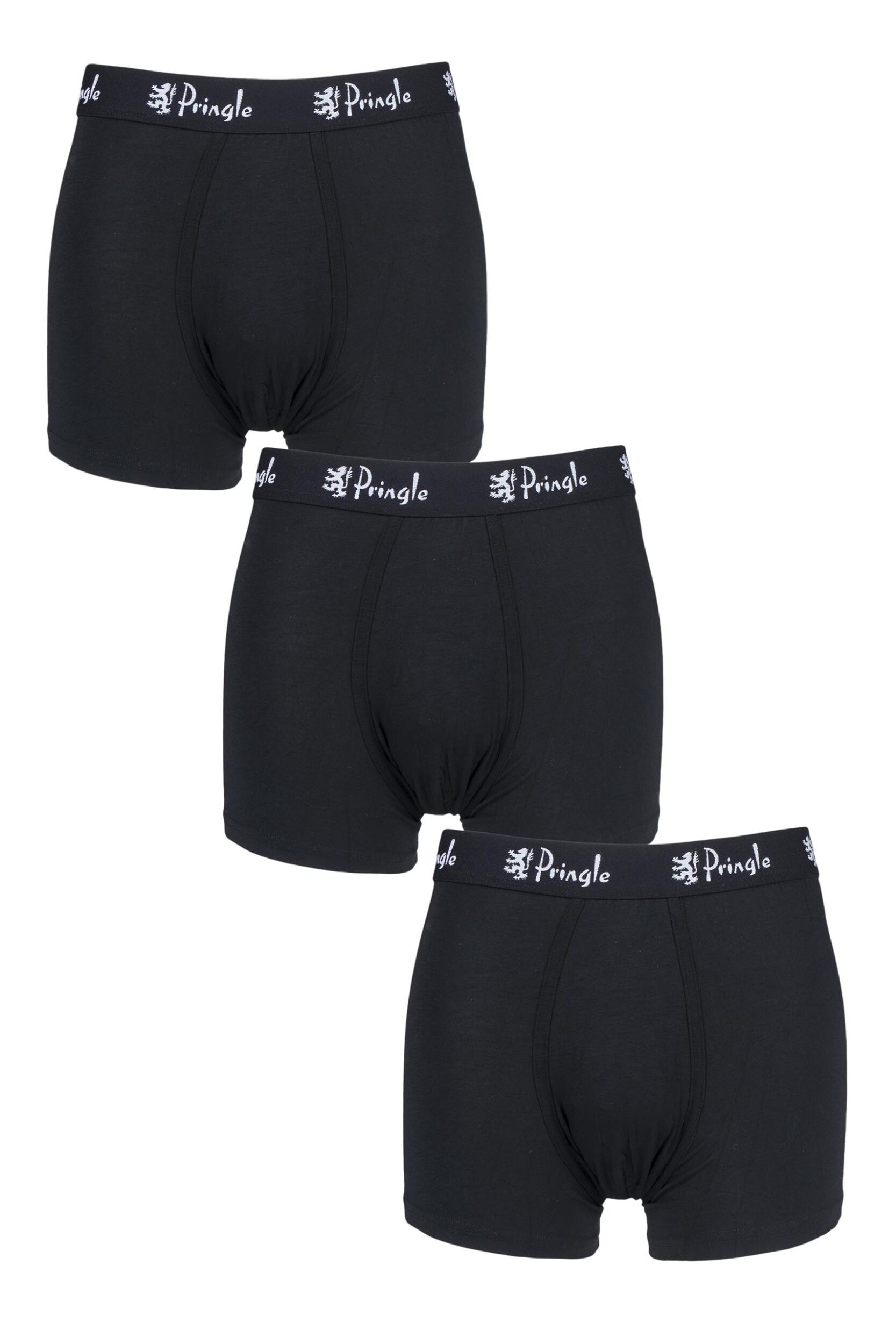 3 Pack Black 95% Modal Hipster Trunks Men's Small - Pringle
