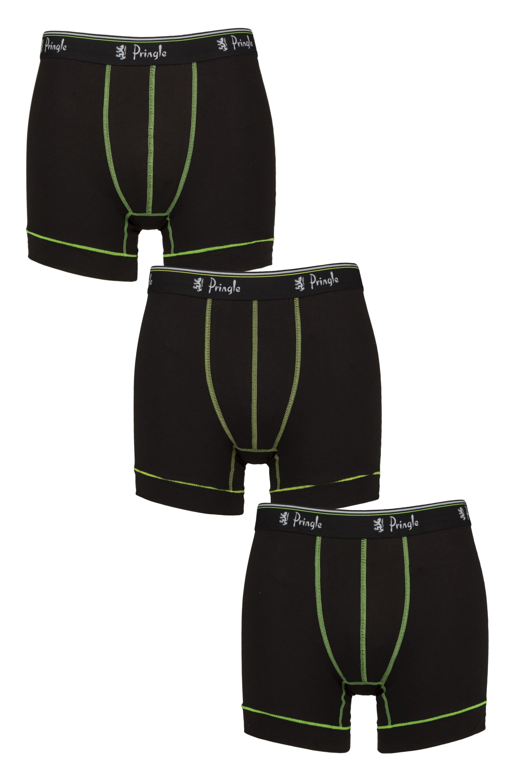 Mens 3 Pack Pringle Sports Performance Trunks Black / Green M