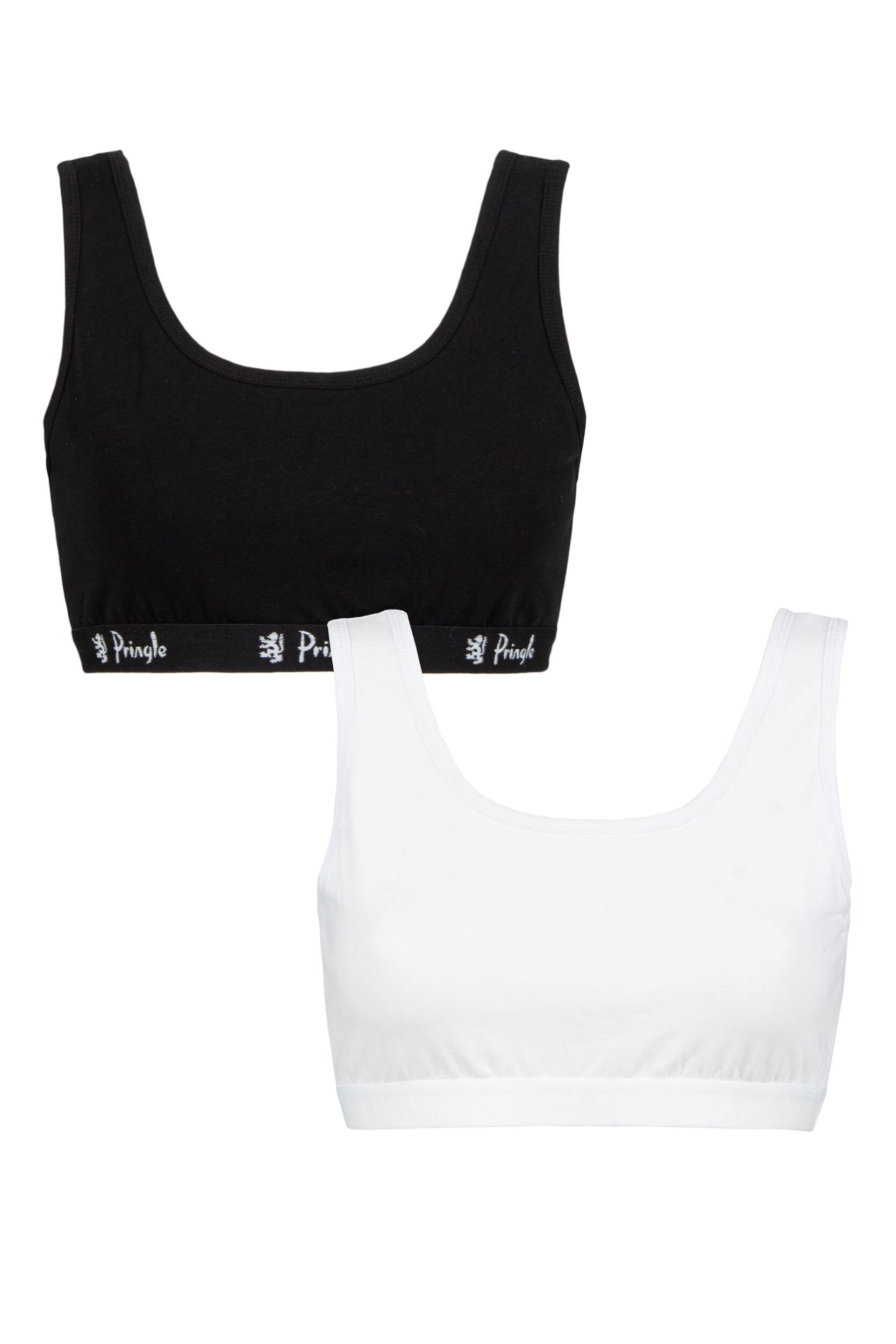 Women's 2 Pack Pringle Smooth Silhouette Non-Wired Cotton Bralettes Black / White S