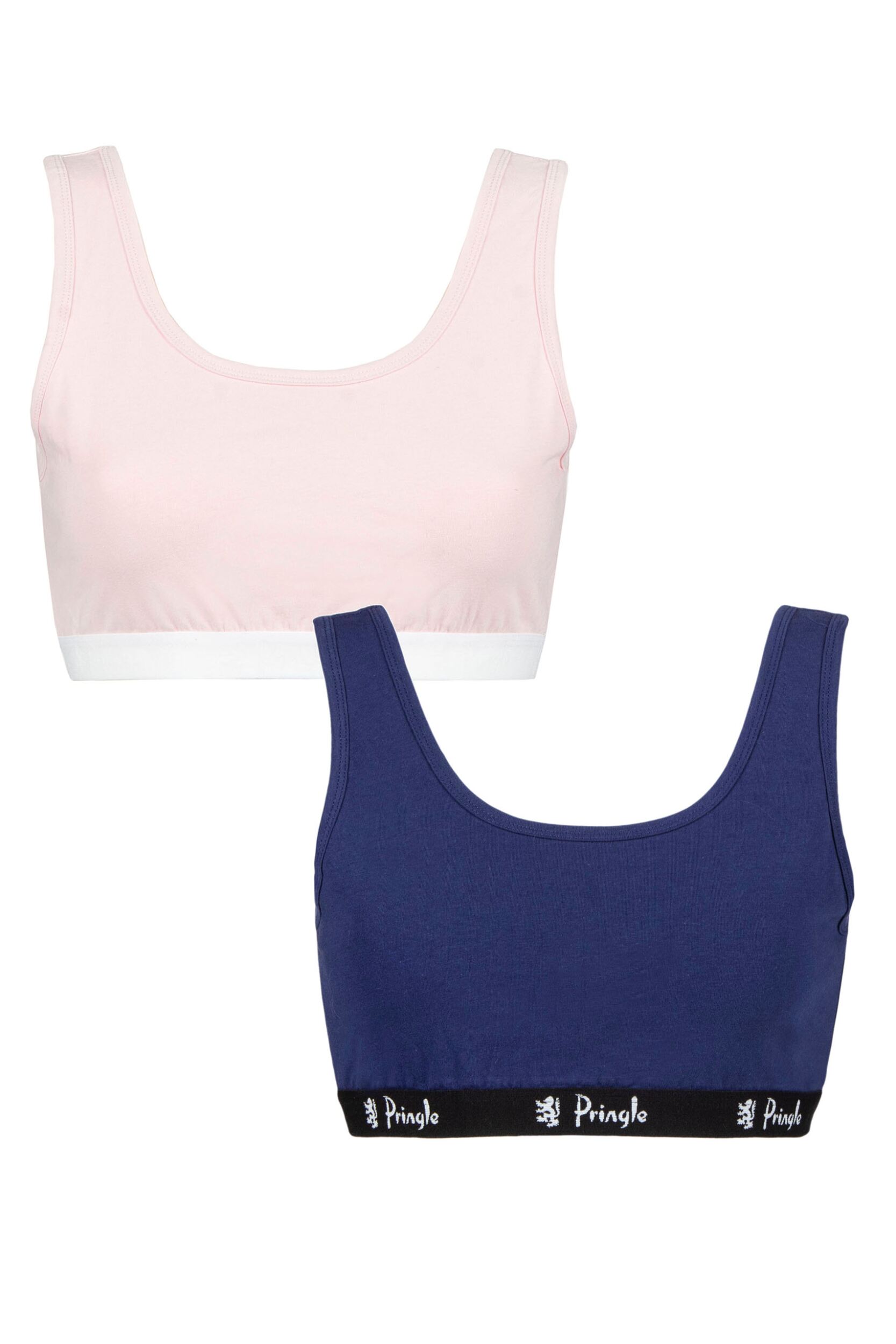 Women's 2 Pack Pringle Smooth Silhouette Non-Wired Cotton Bralettes Pink / Navy S