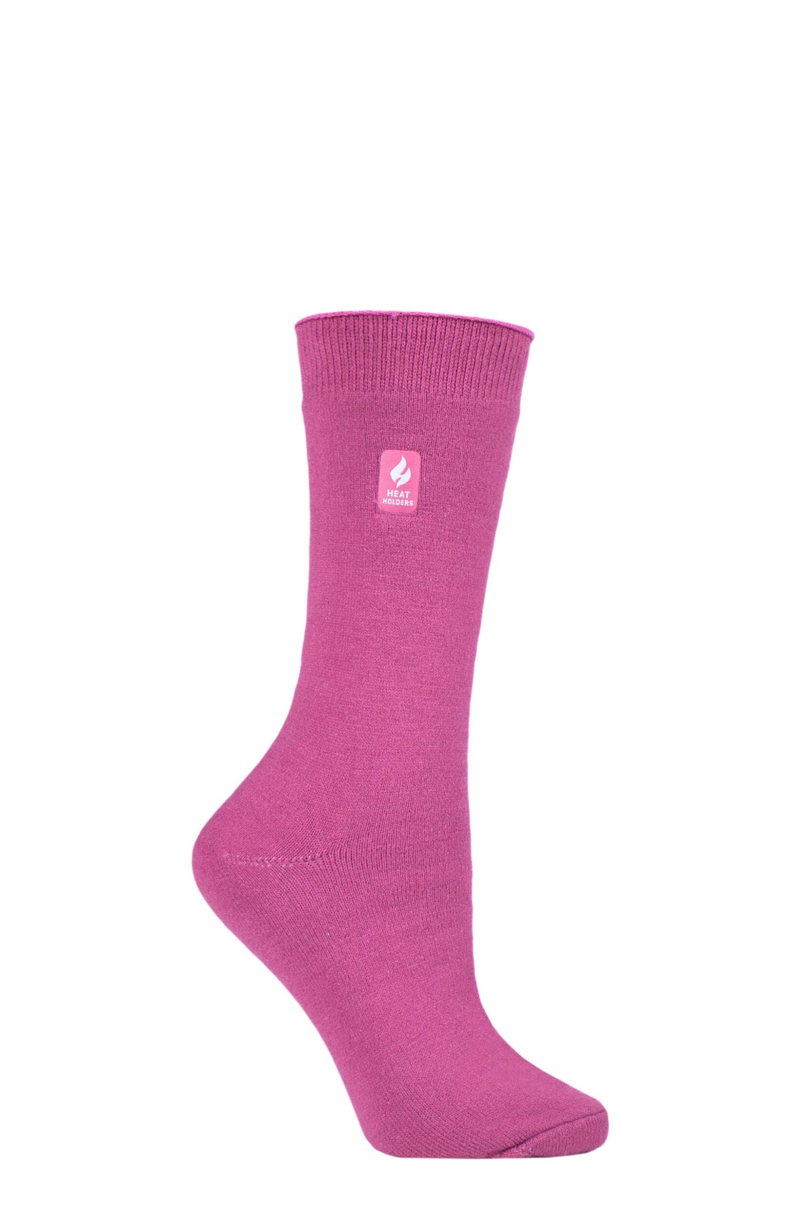Image of Women's 1 Pair SOCKSHOP Heat Holders 1.0 TOG Ultra Lite Plain Socks Muted Pink 4-8 Ladies