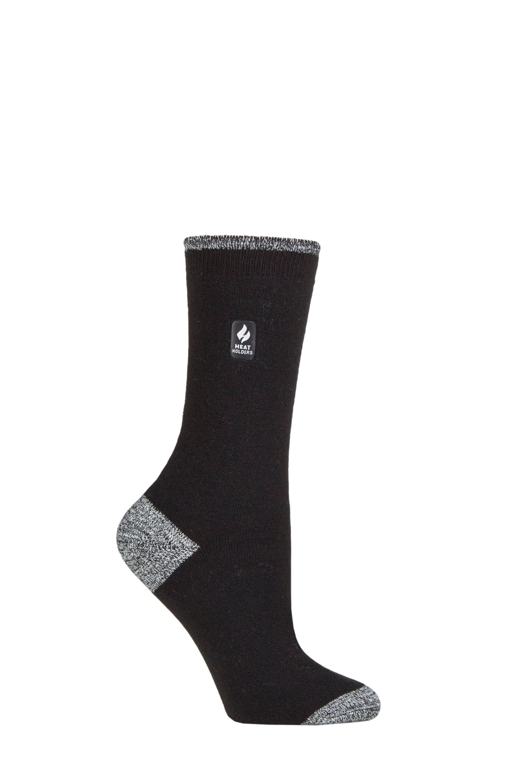 Women's 1 Pair SOCKSHOP Heat Holders 1.0 TOG Ultralite Striped, Argyle & Patterned Socks Oia Heel & Toe Black / White 4-8 Ladies