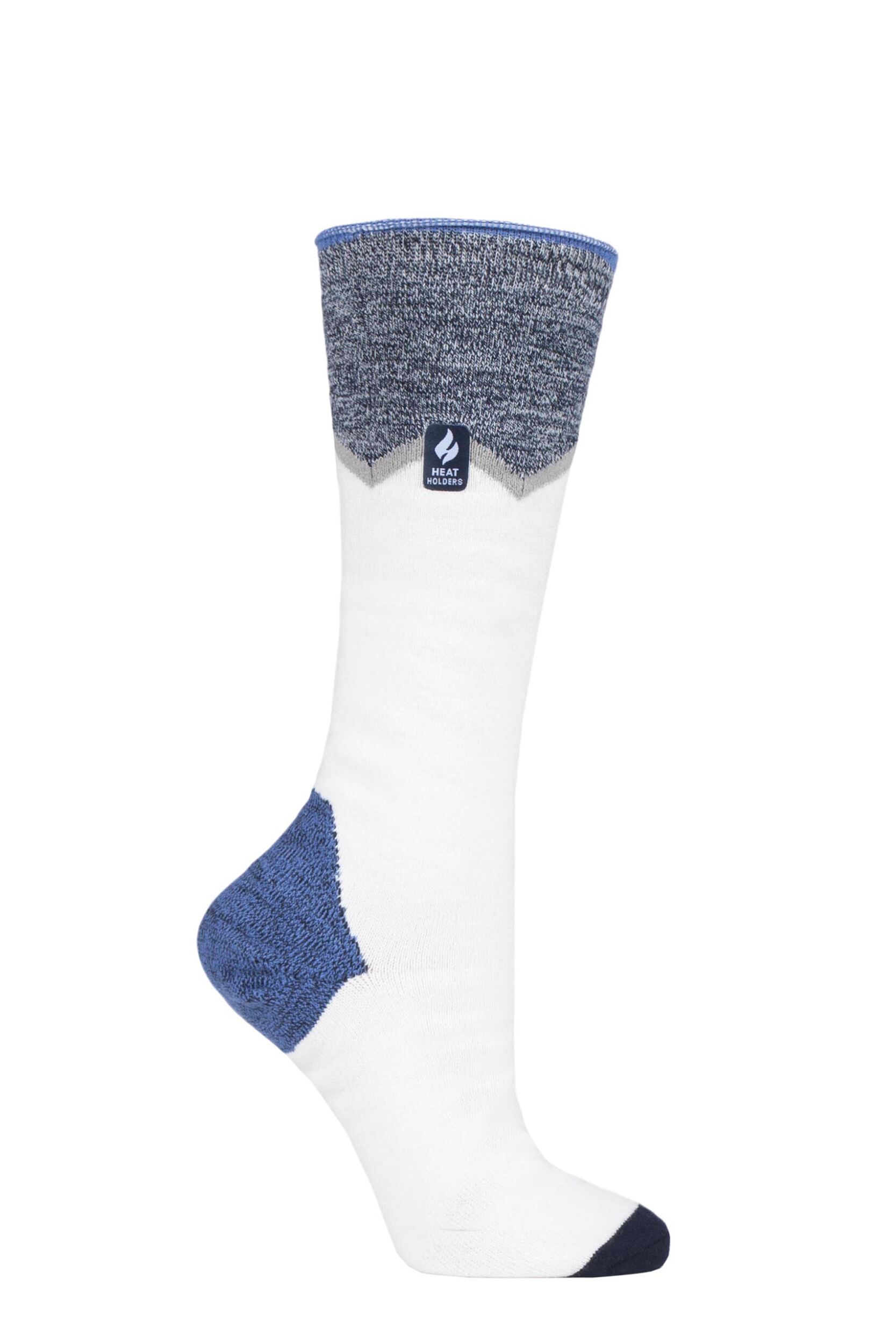 Women's 1 Pair SOCKSHOP Heat Holders 1.0 TOG Apres Ski Ultra Lite Ski Socks Cream Zig Zag 4-8 Ladies