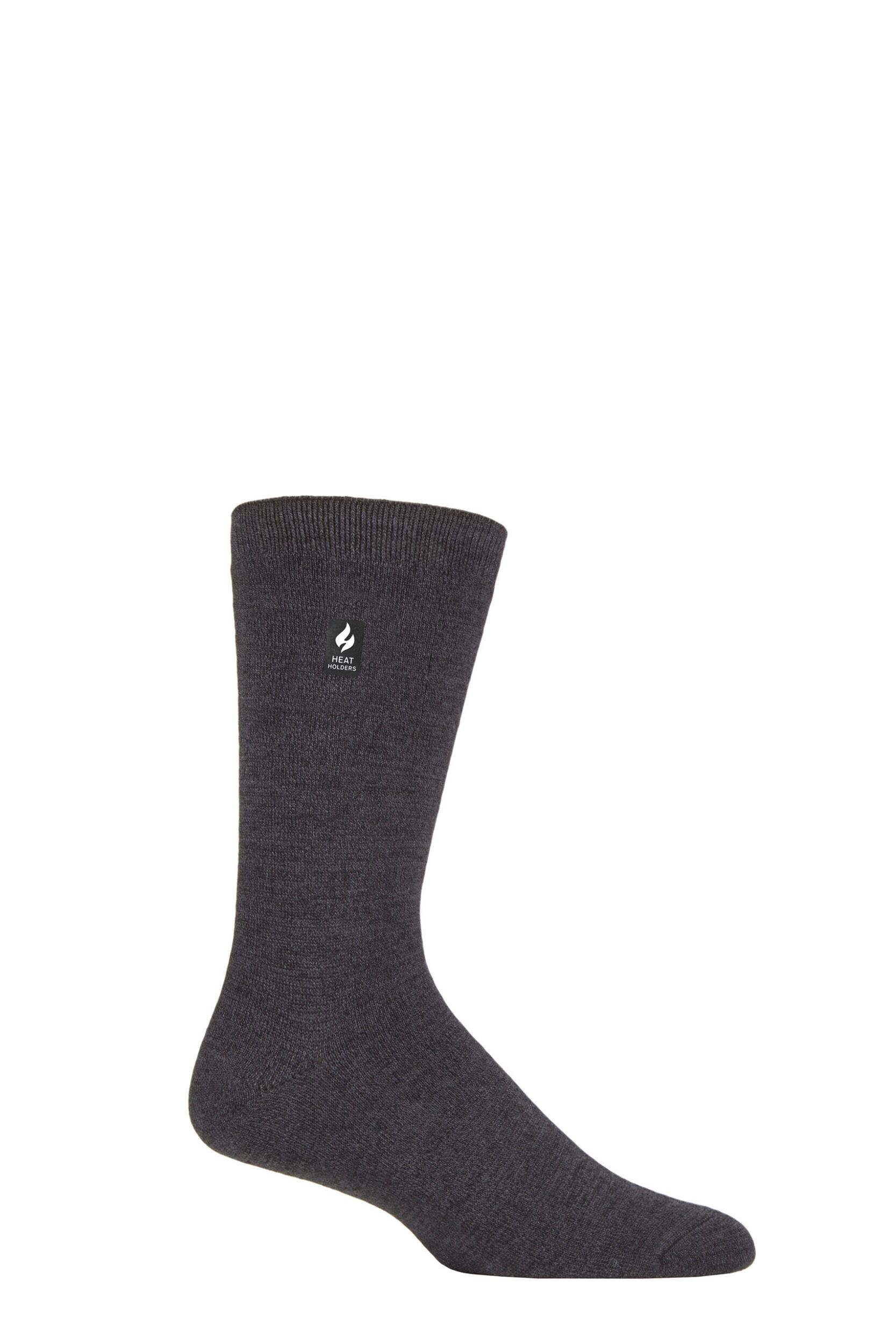 Mens 1 Pair SOCKSHOP Heat Holders 1.0 TOG Ultra Lite Plain Socks Charcoal 6-11 Mens