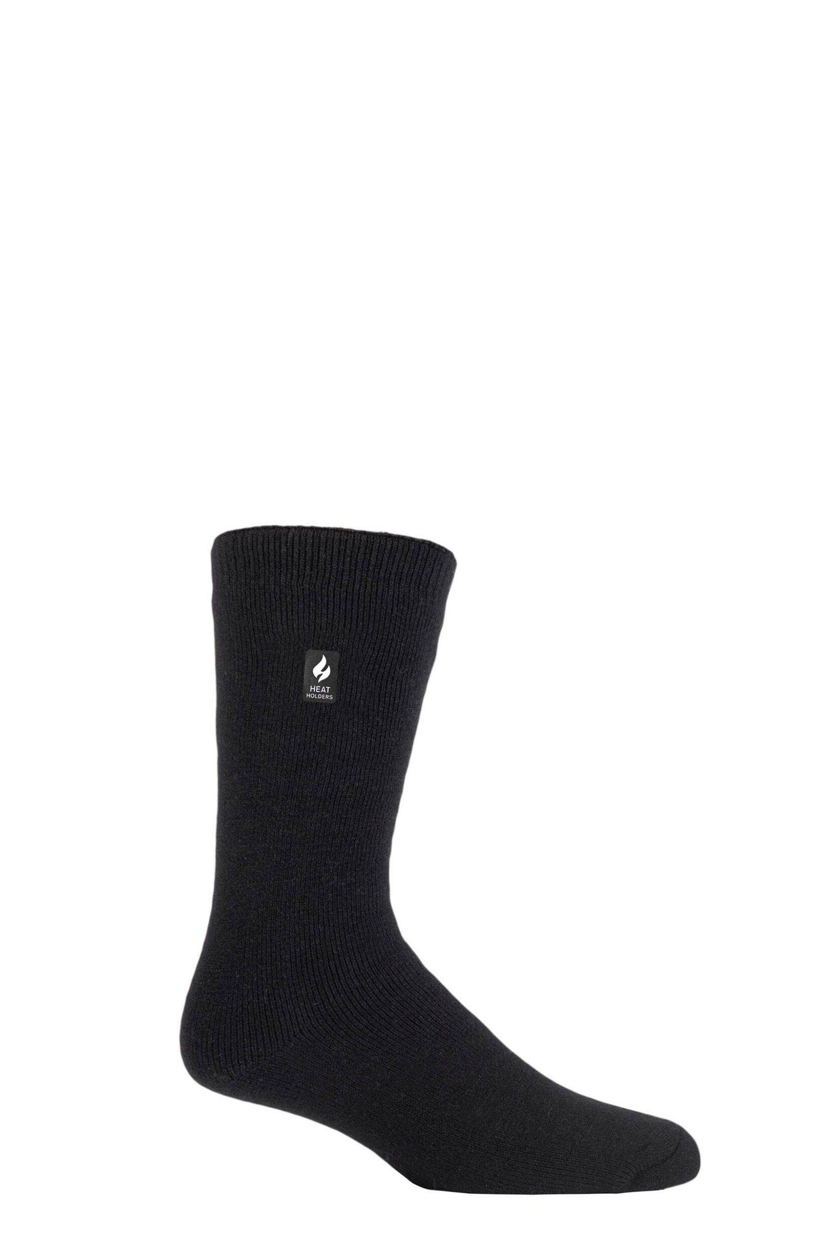 Mens 1 Pair SOCKSHOP Heat Holders 1.0 TOG Ultra Lite Plain Socks Black 12-14 Mens