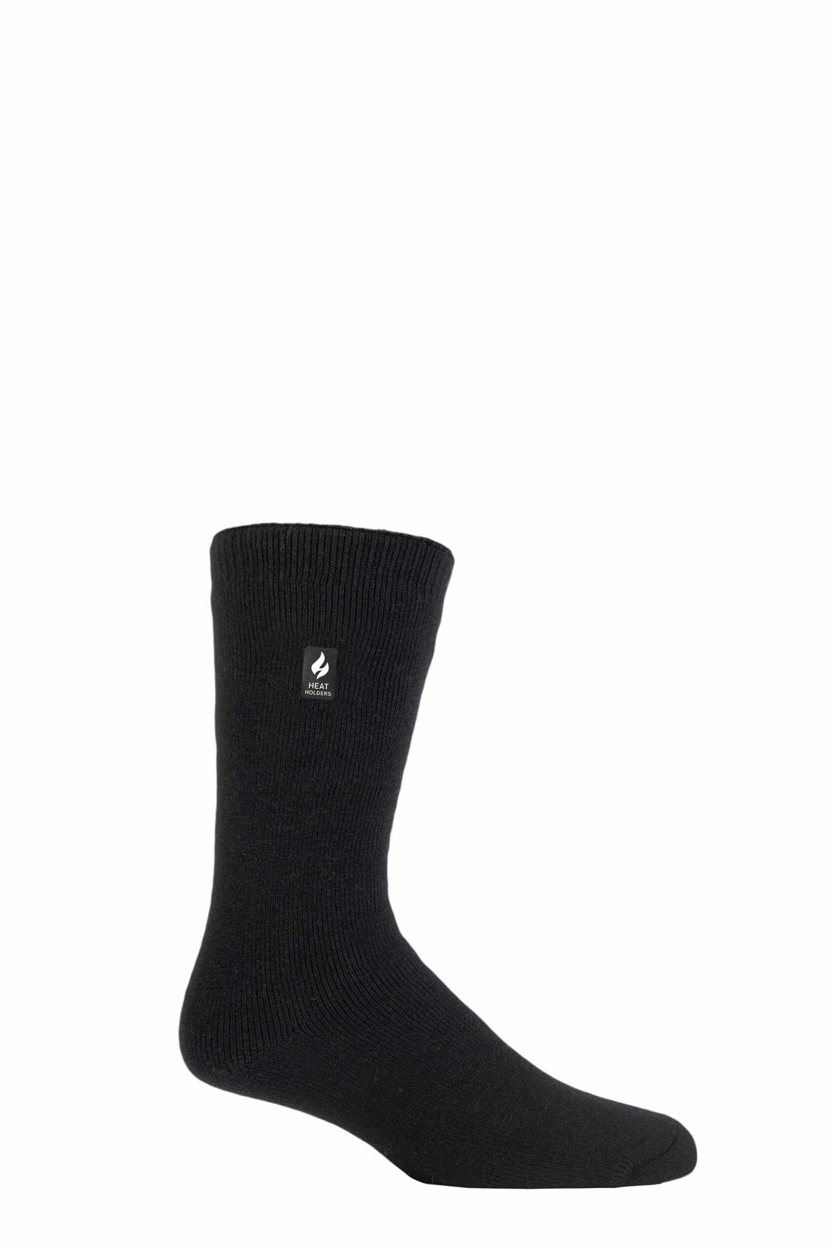 Mens 1 Pair SOCKSHOP Heat Holders 1.0 TOG Ultra Lite Plain Socks Black 6-11 Mens