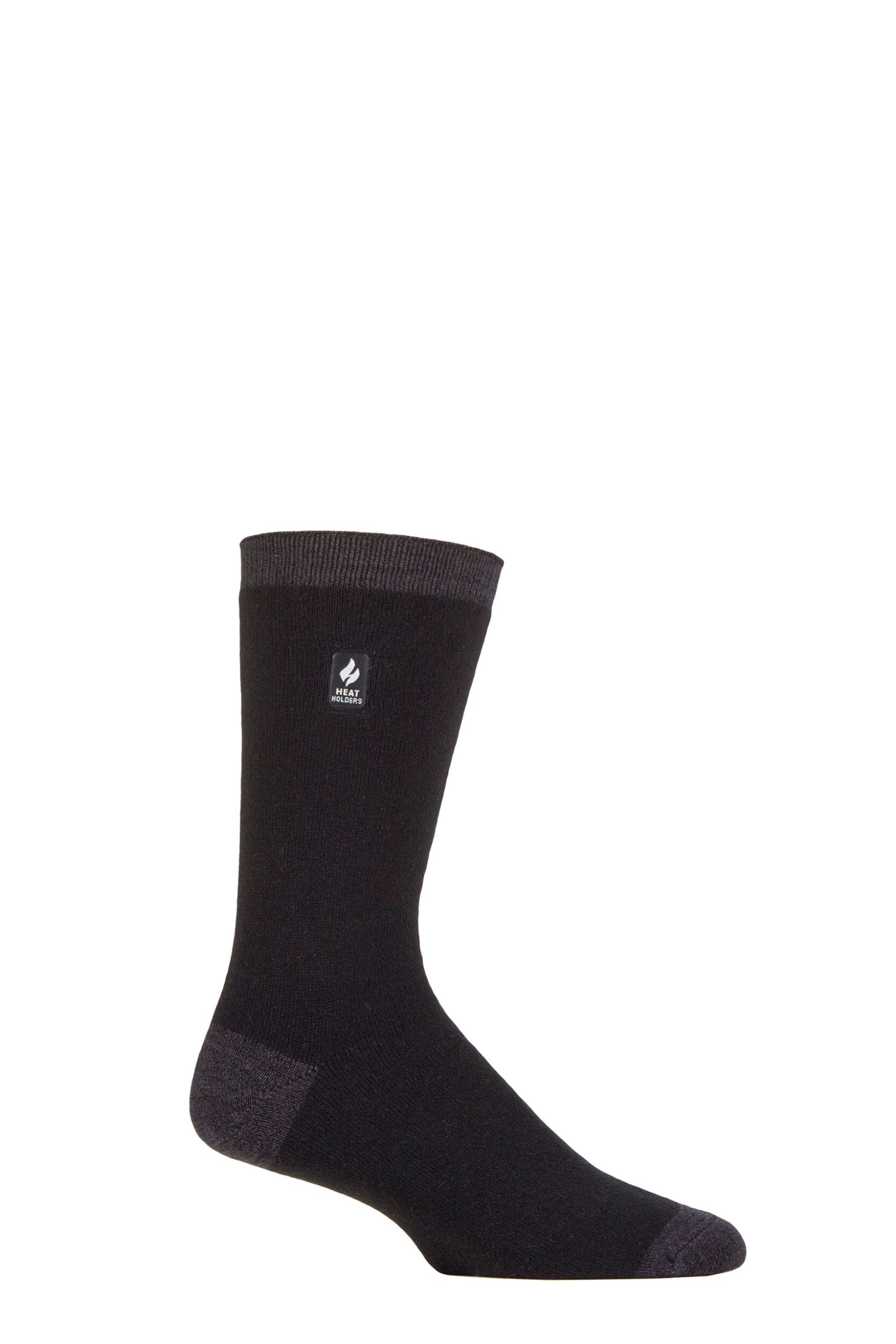 Mens 1 Pair SOCKSHOP Heat Holders 1.0 TOG Ultralite Striped, Argyle and Patterned Socks Budapest Heel & Toe Black 6-11 Mens