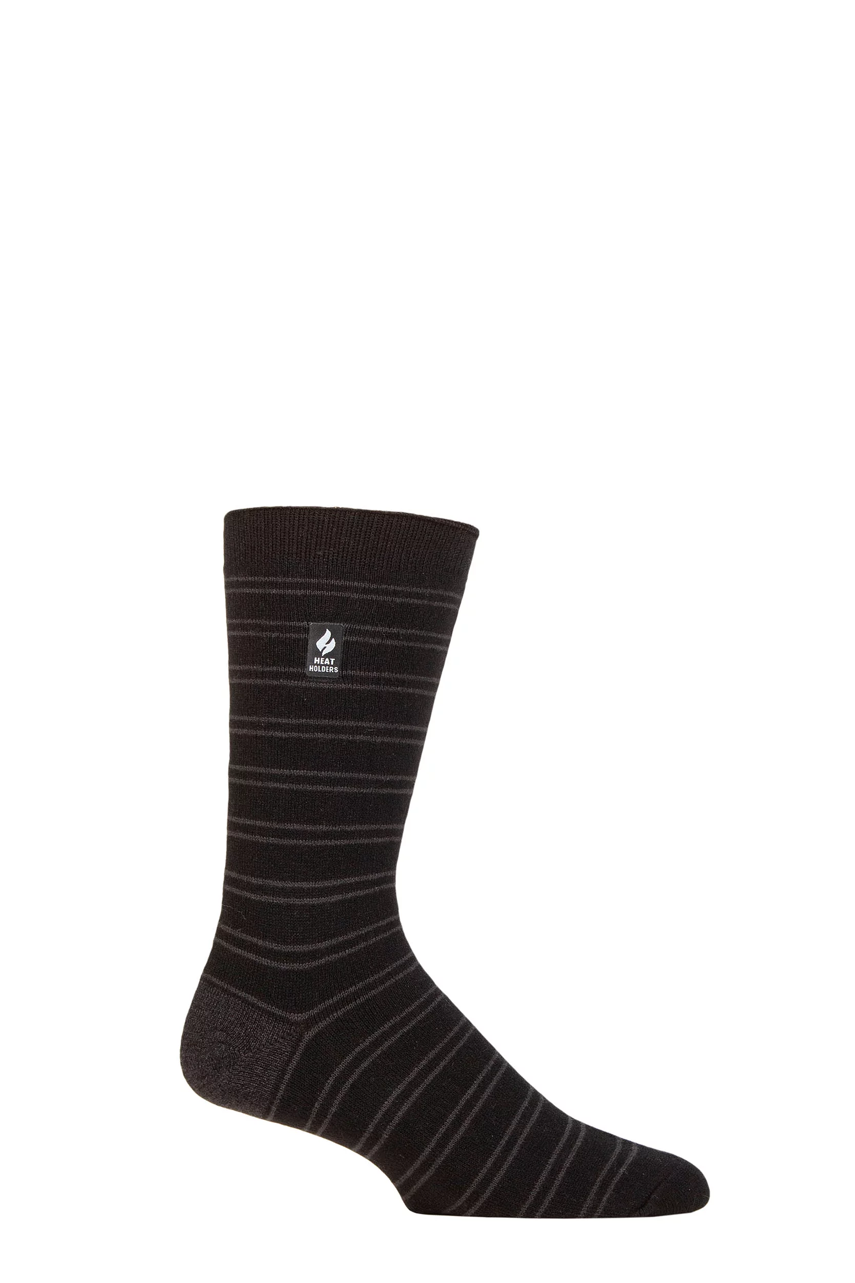 Mens 1 Pair SOCKSHOP Heat Holders 1.0 TOG Ultralite Striped, Argyle and Patterned Socks Orodover Stripe Black 6